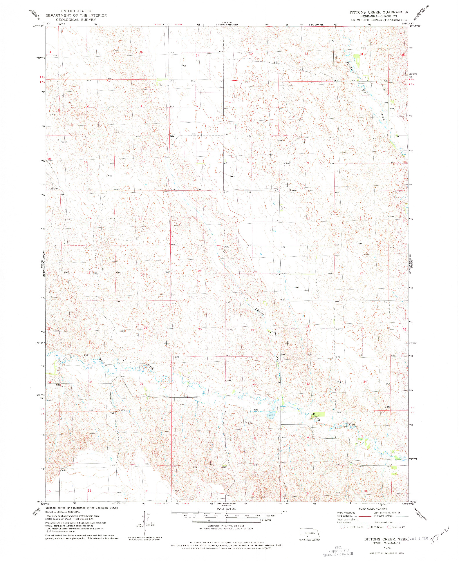 USGS 1:24000-SCALE QUADRANGLE FOR DITTONS CREEK, NE 1974