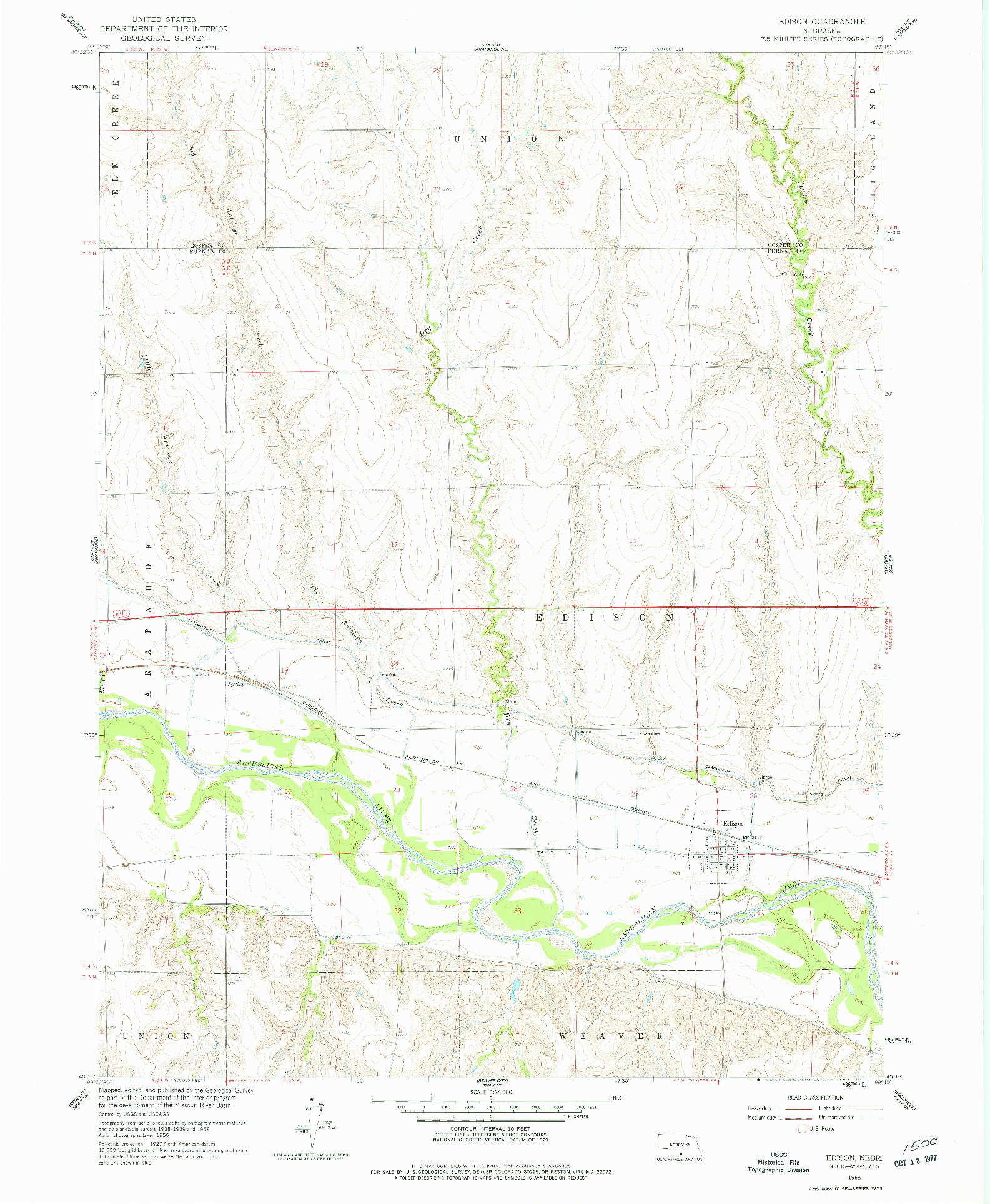 USGS 1:24000-SCALE QUADRANGLE FOR EDISON, NE 1958