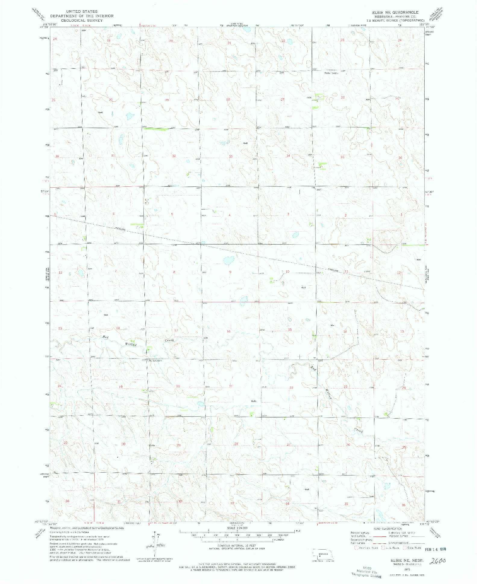 USGS 1:24000-SCALE QUADRANGLE FOR ELSIE NE, NE 1973