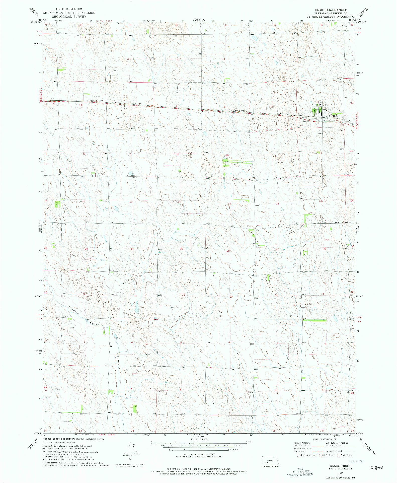 USGS 1:24000-SCALE QUADRANGLE FOR ELSIE, NE 1973
