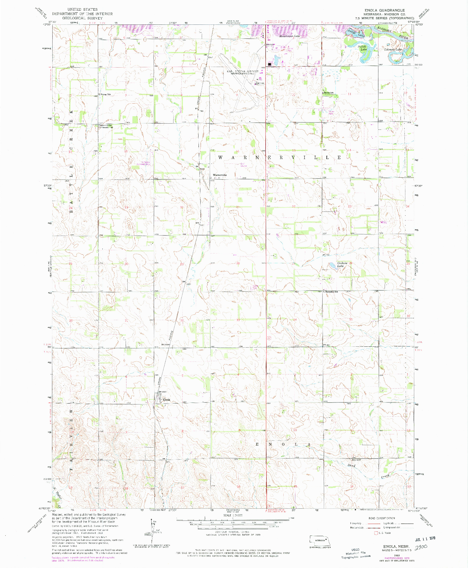 USGS 1:24000-SCALE QUADRANGLE FOR ENOLA, NE 1963