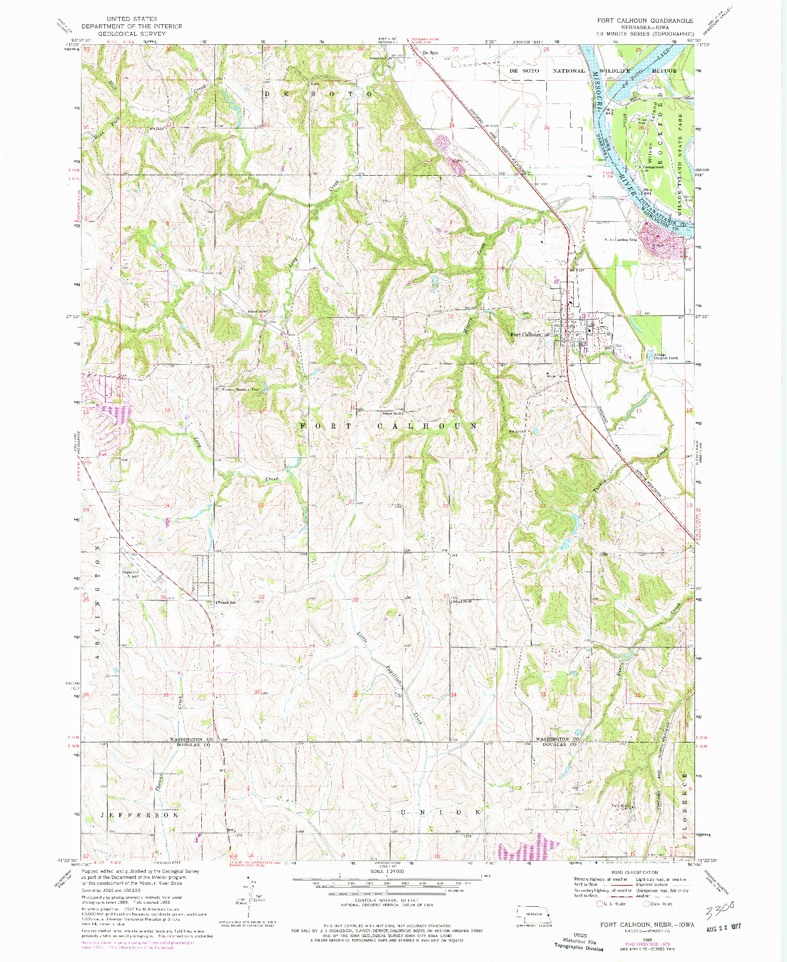 USGS 1:24000-SCALE QUADRANGLE FOR FORT CALHOUN, NE 1968