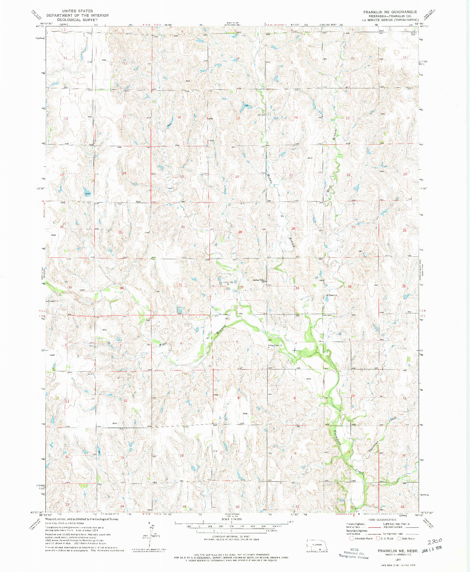 USGS 1:24000-SCALE QUADRANGLE FOR FRANKLIN NE, NE 1974