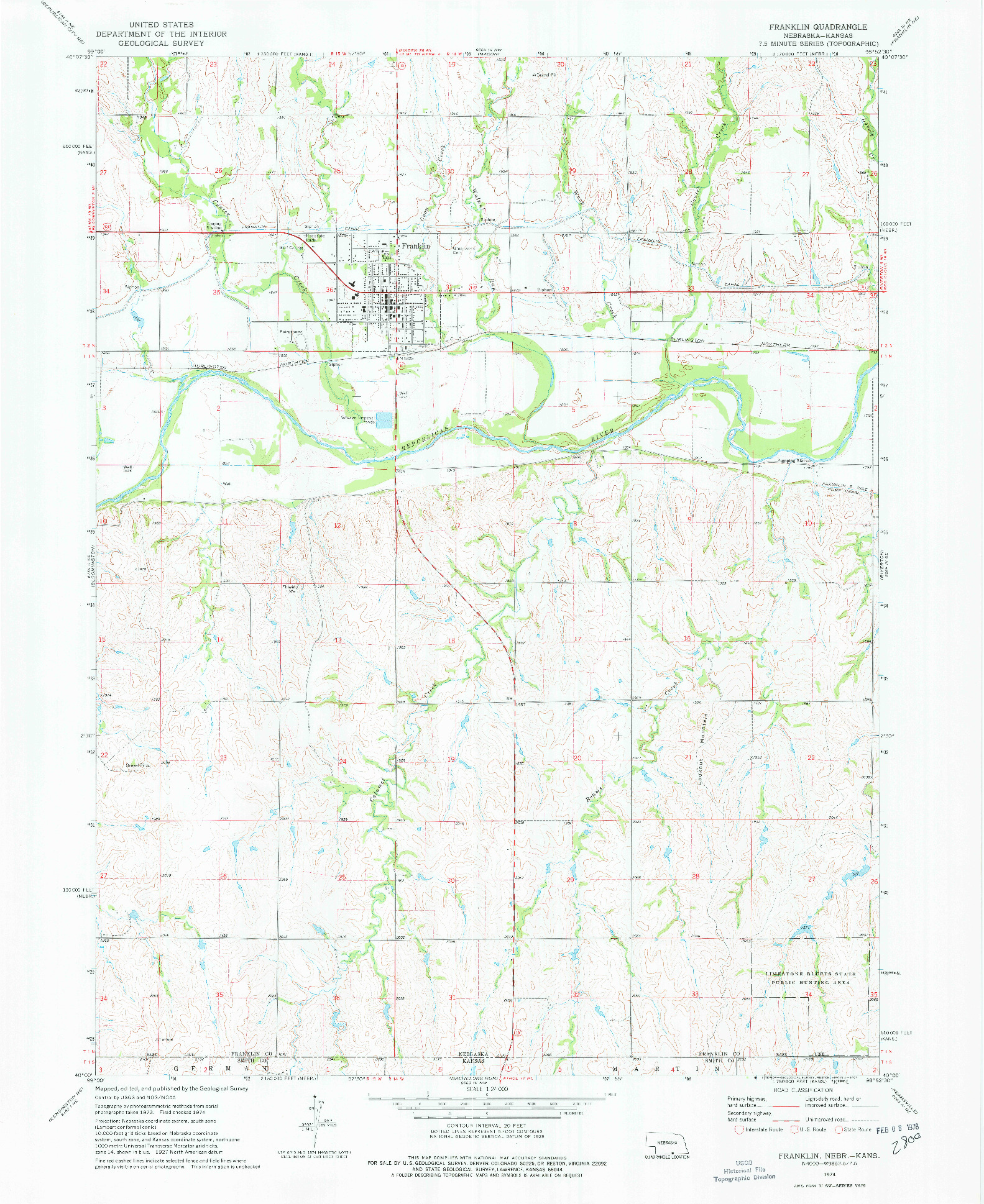 USGS 1:24000-SCALE QUADRANGLE FOR FRANKLIN, NE 1974