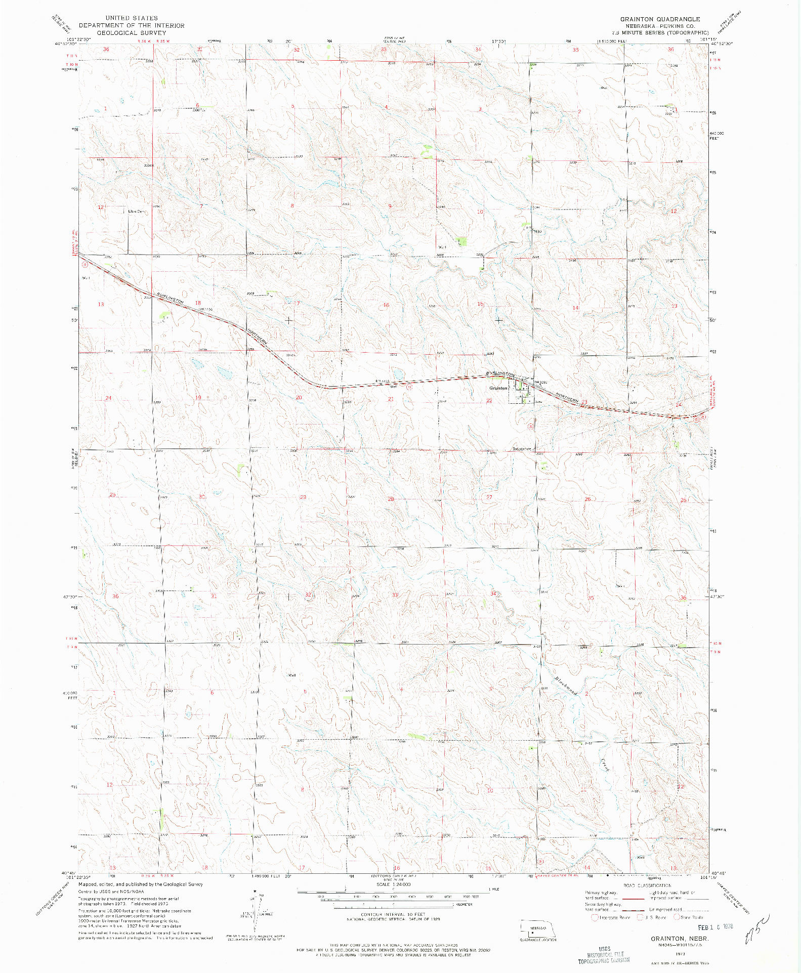 USGS 1:24000-SCALE QUADRANGLE FOR GRAINTON, NE 1973