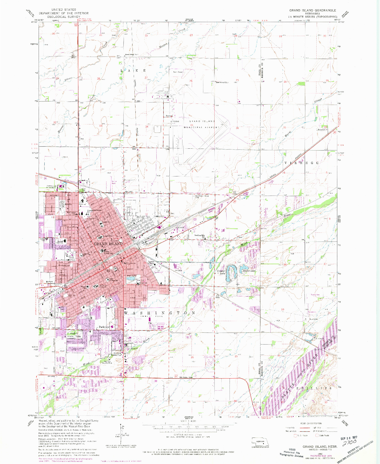 USGS 1:24000-SCALE QUADRANGLE FOR GRAND ISLAND, NE 1962