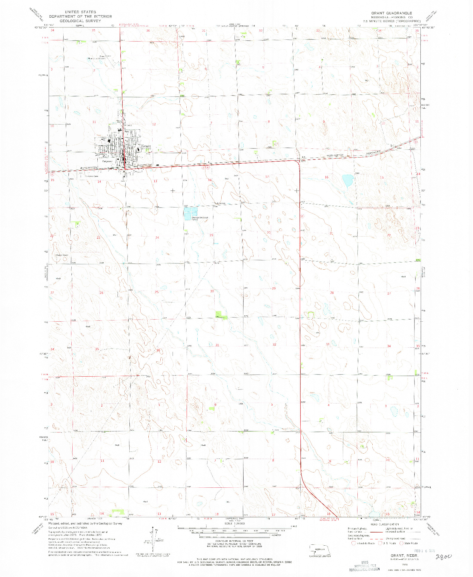 USGS 1:24000-SCALE QUADRANGLE FOR GRANT, NE 1973