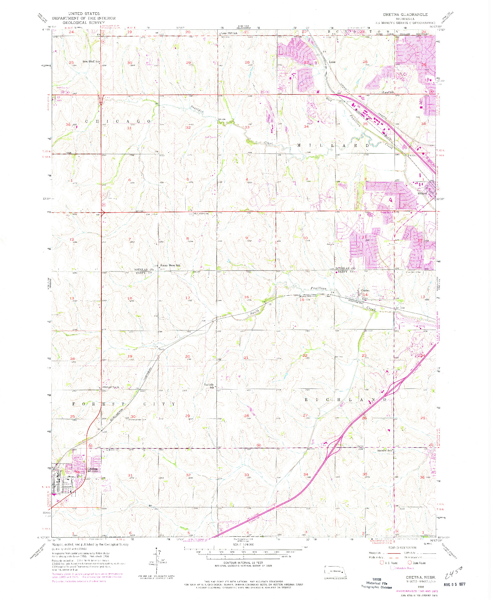 USGS 1:24000-SCALE QUADRANGLE FOR GRETNA, NE 1956