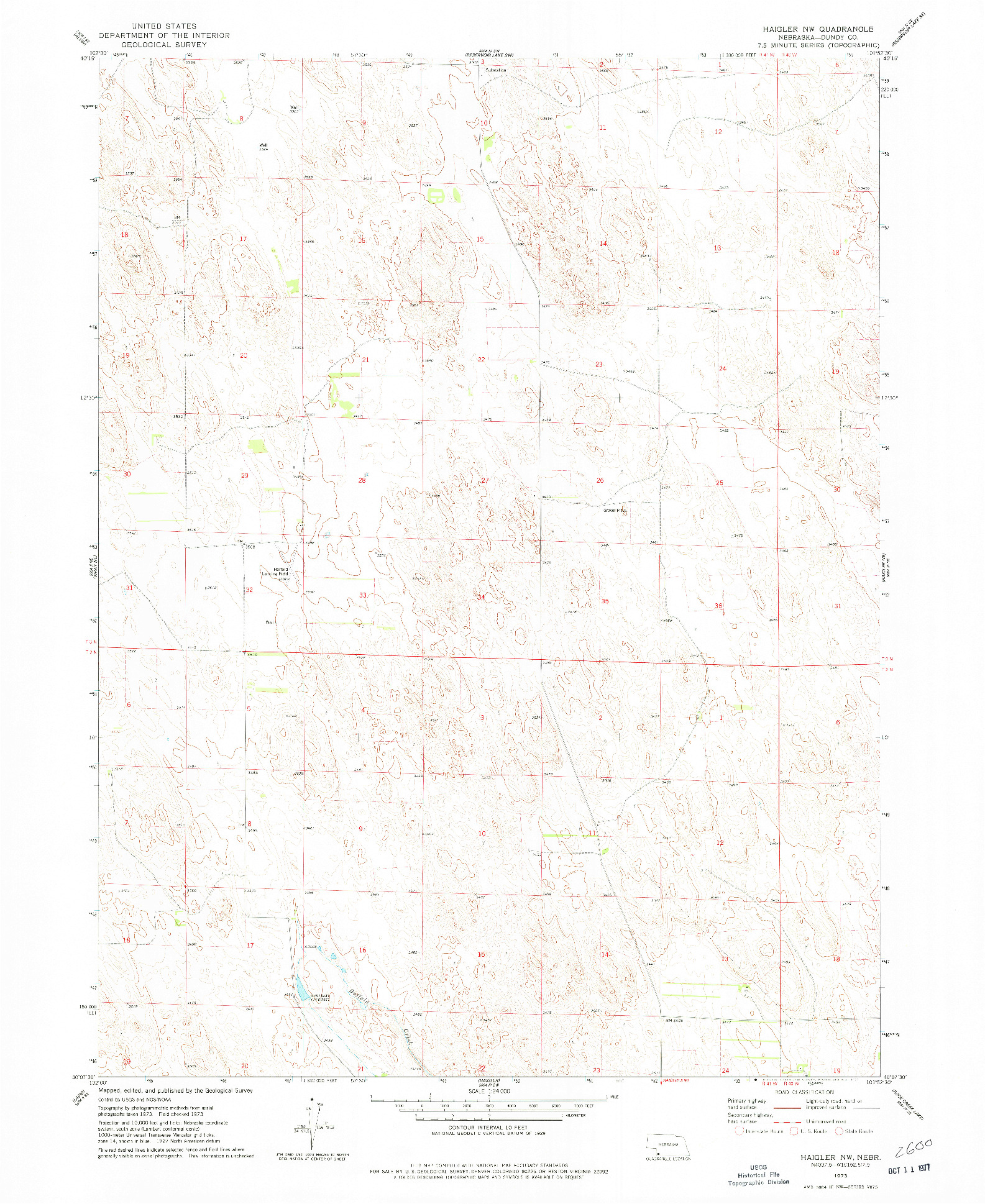 USGS 1:24000-SCALE QUADRANGLE FOR HAIGLER NW, NE 1973