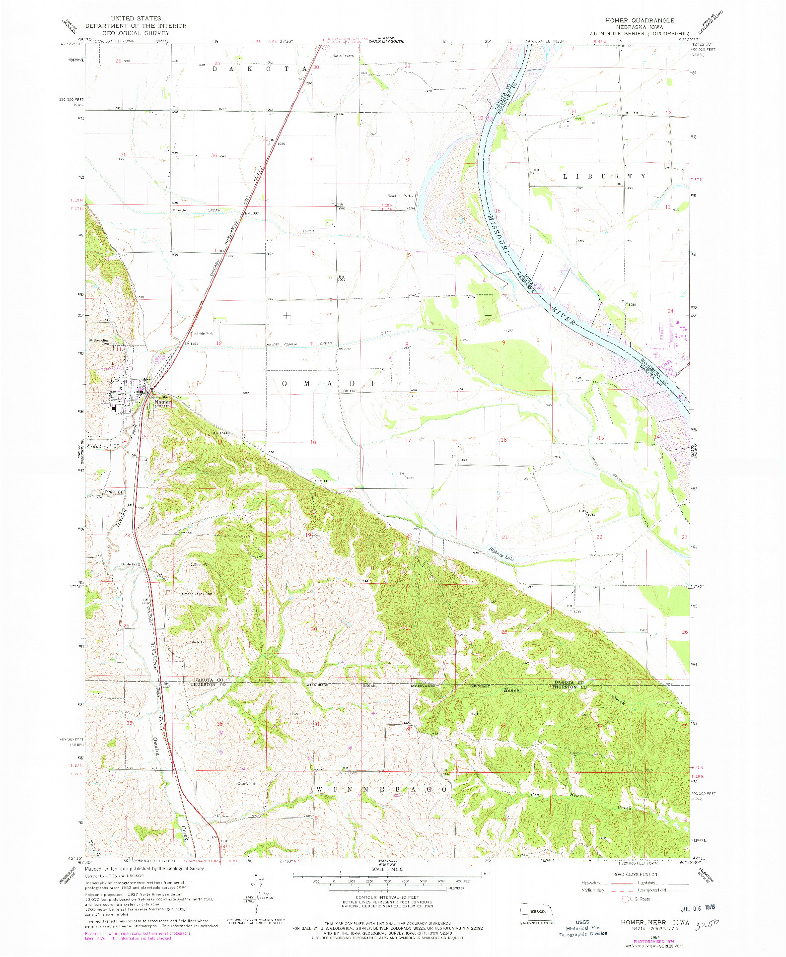 USGS 1:24000-SCALE QUADRANGLE FOR HOMER, NE 1964