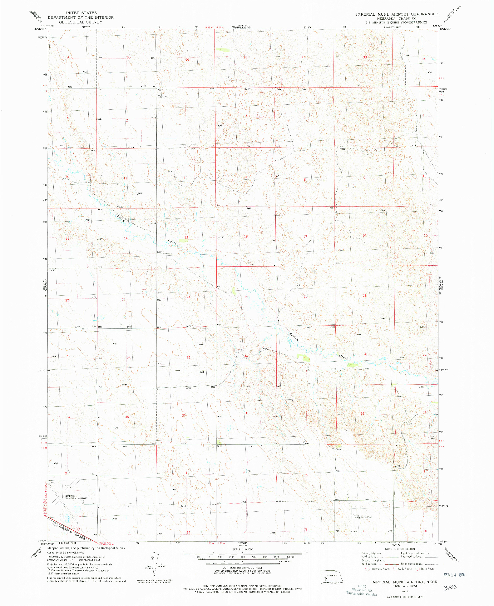 USGS 1:24000-SCALE QUADRANGLE FOR IMPERIAL MUNICIPAL AIRPORT, NE 1973