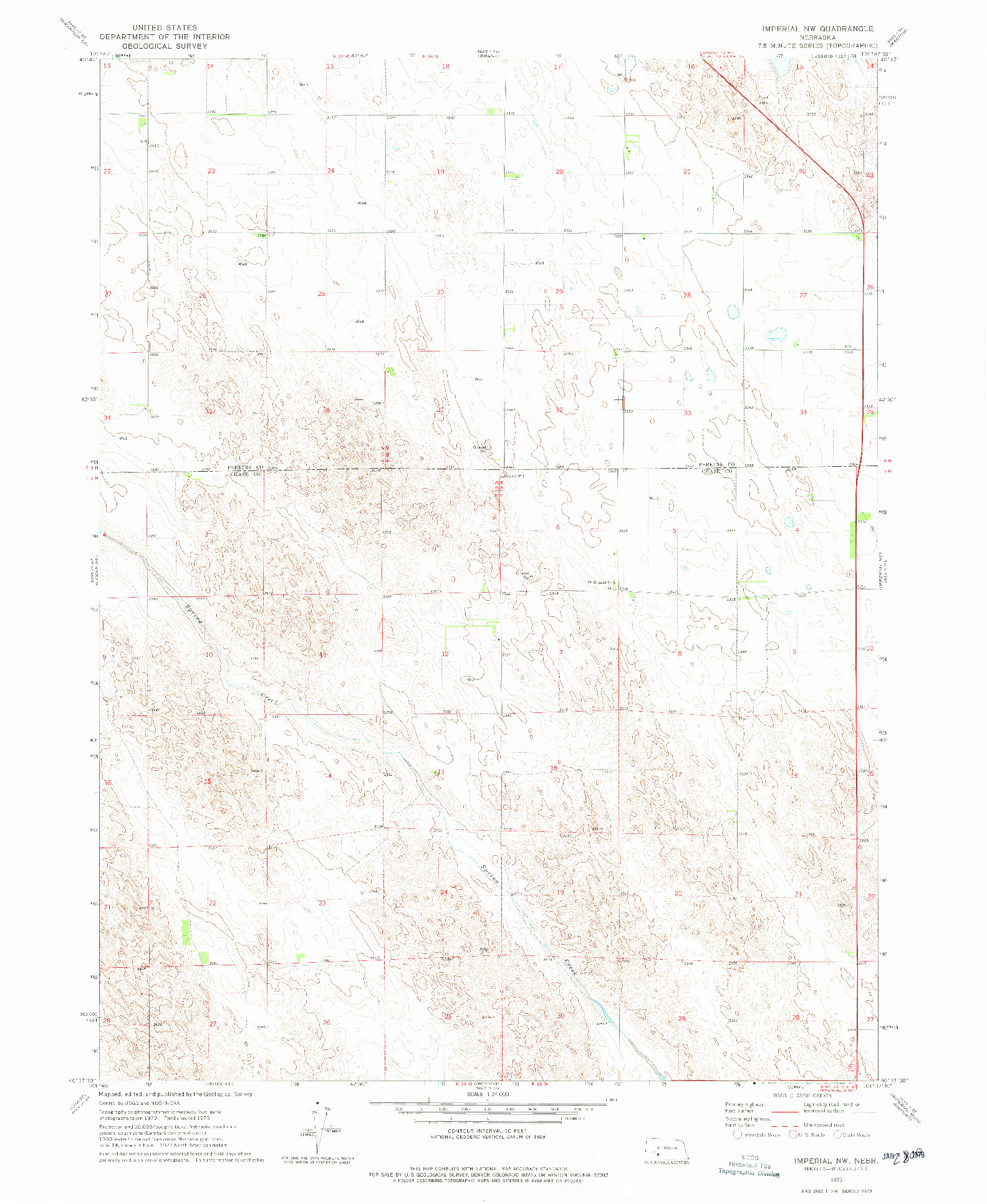 USGS 1:24000-SCALE QUADRANGLE FOR IMPERIAL NW, NE 1973