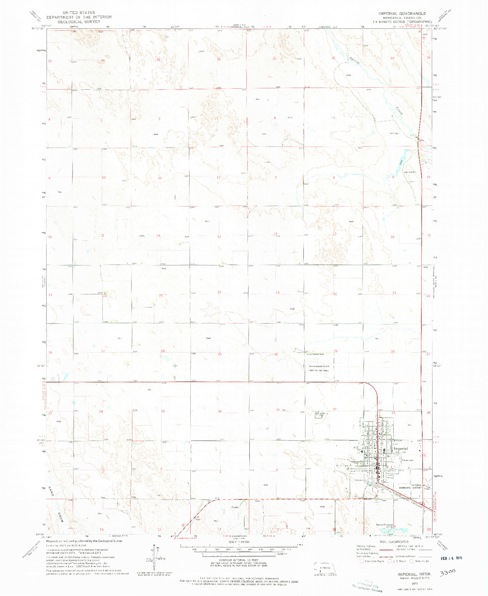 USGS 1:24000-SCALE QUADRANGLE FOR IMPERIAL, NE 1973