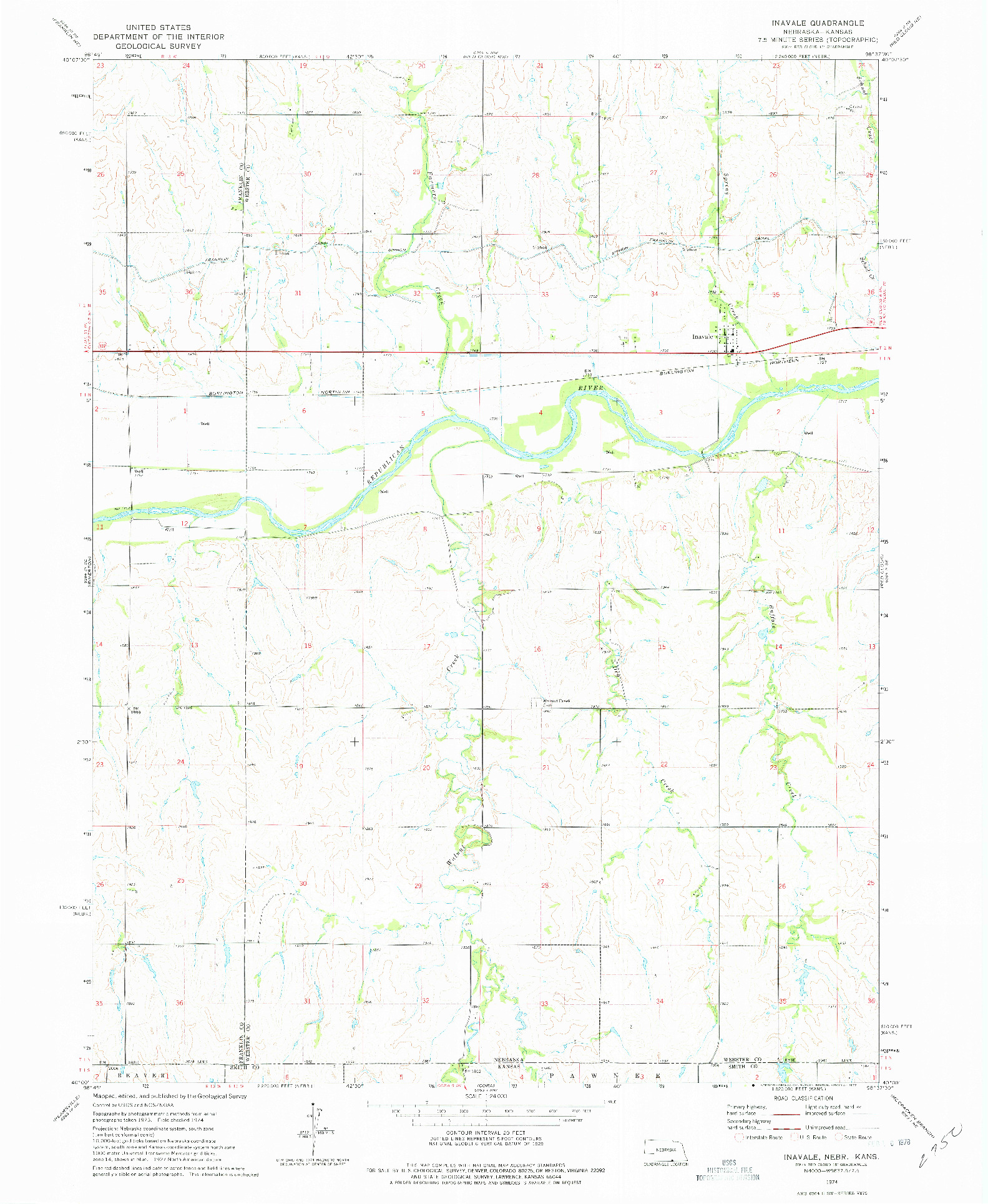 USGS 1:24000-SCALE QUADRANGLE FOR INAVALE, NE 1974