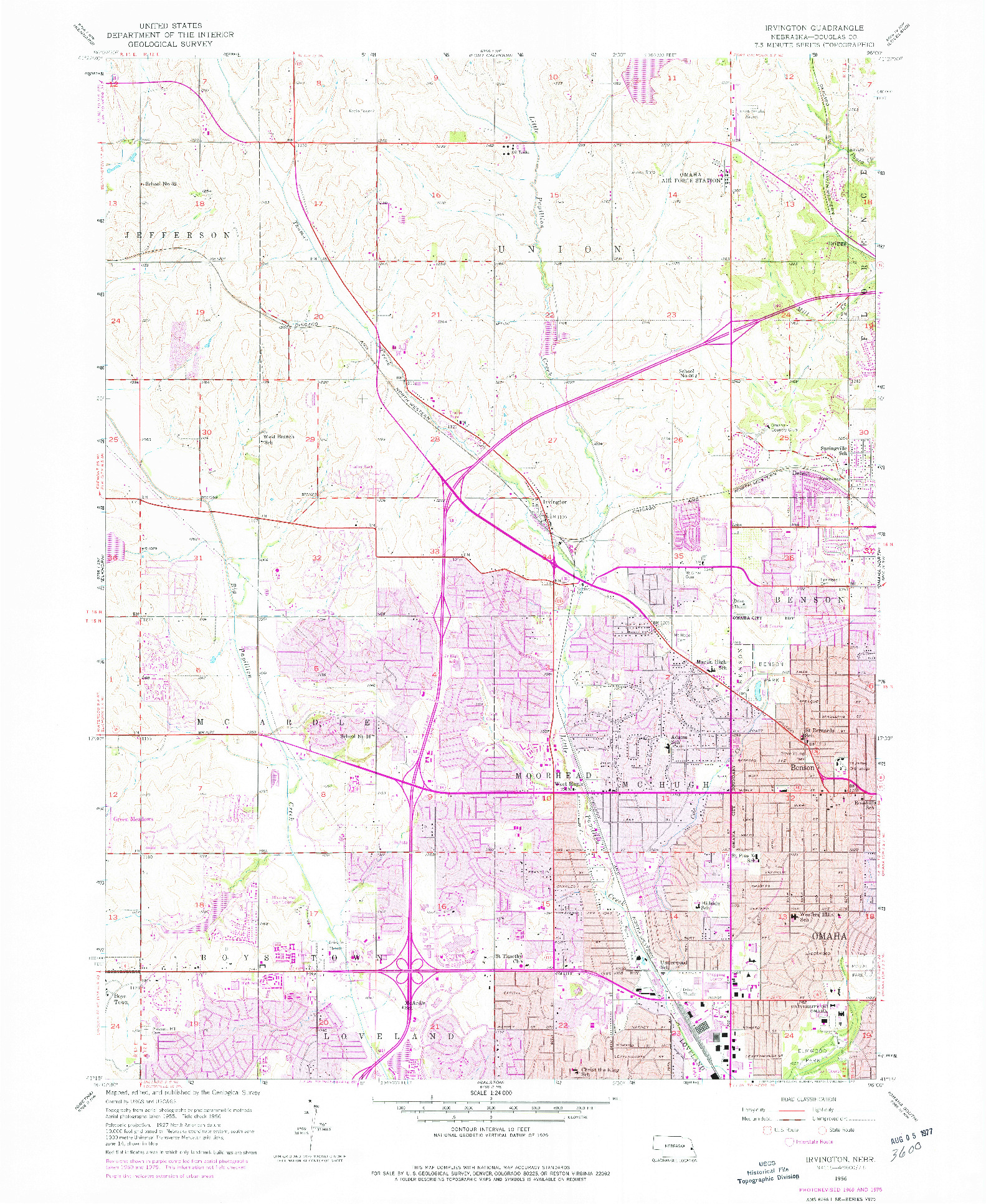 USGS 1:24000-SCALE QUADRANGLE FOR IRVINGTON, NE 1956