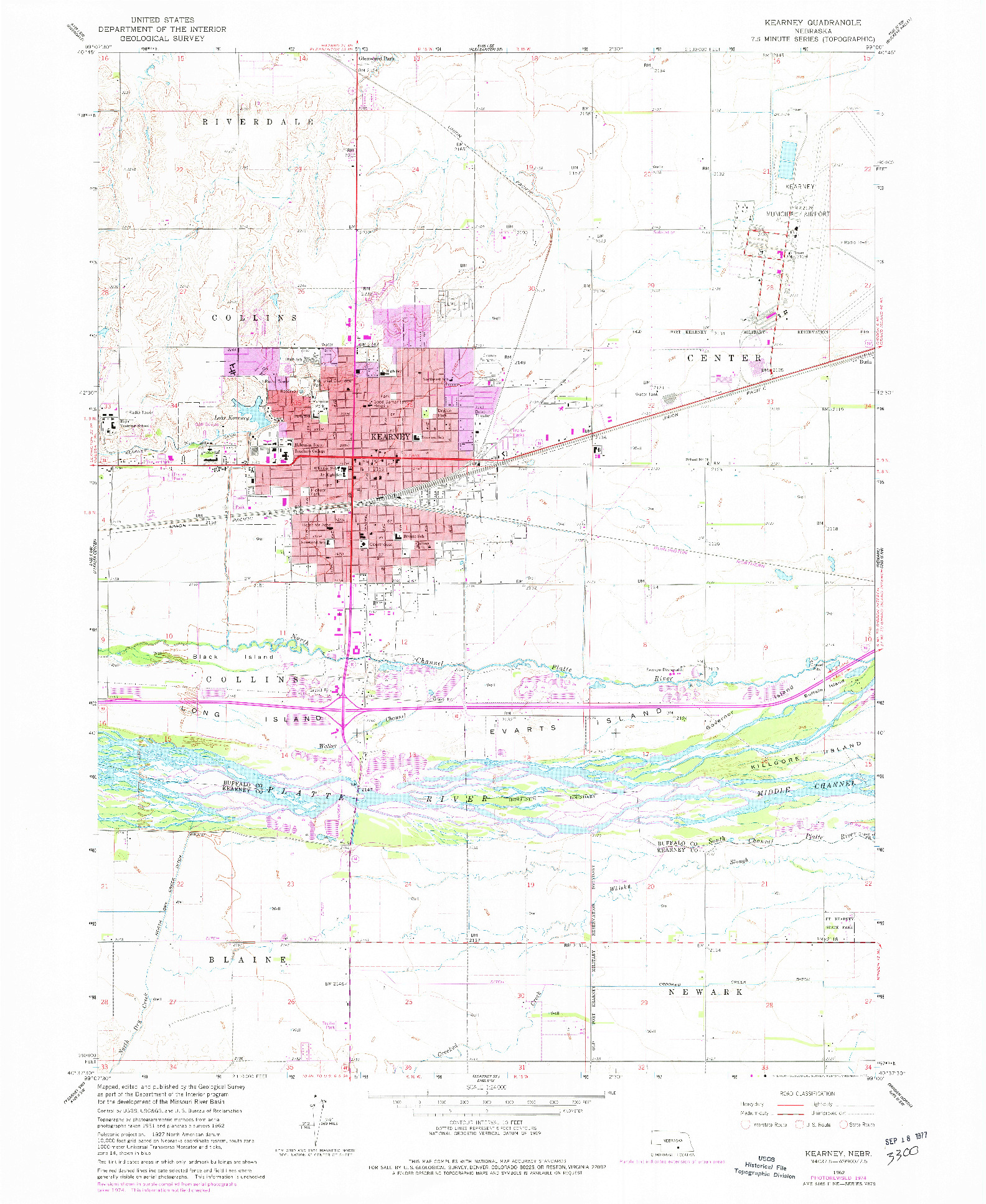 USGS 1:24000-SCALE QUADRANGLE FOR KEARNEY, NE 1962