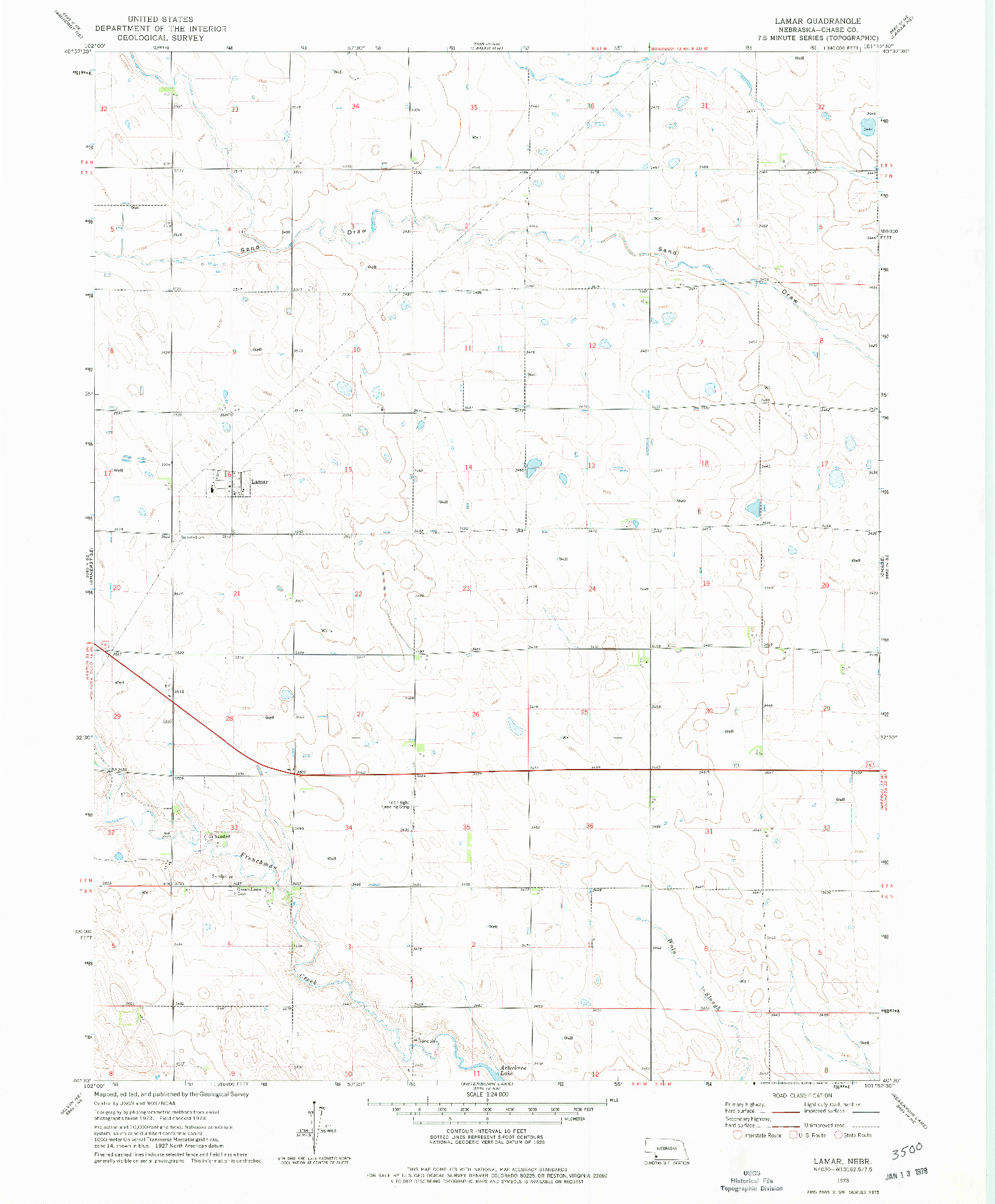 USGS 1:24000-SCALE QUADRANGLE FOR LAMAR, NE 1973