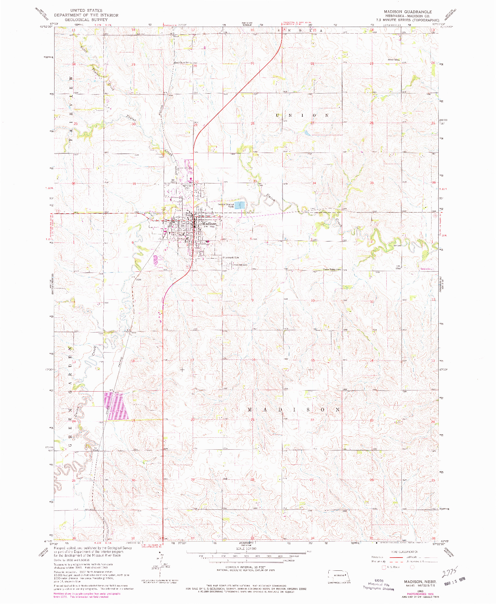 USGS 1:24000-SCALE QUADRANGLE FOR MADISON, NE 1976