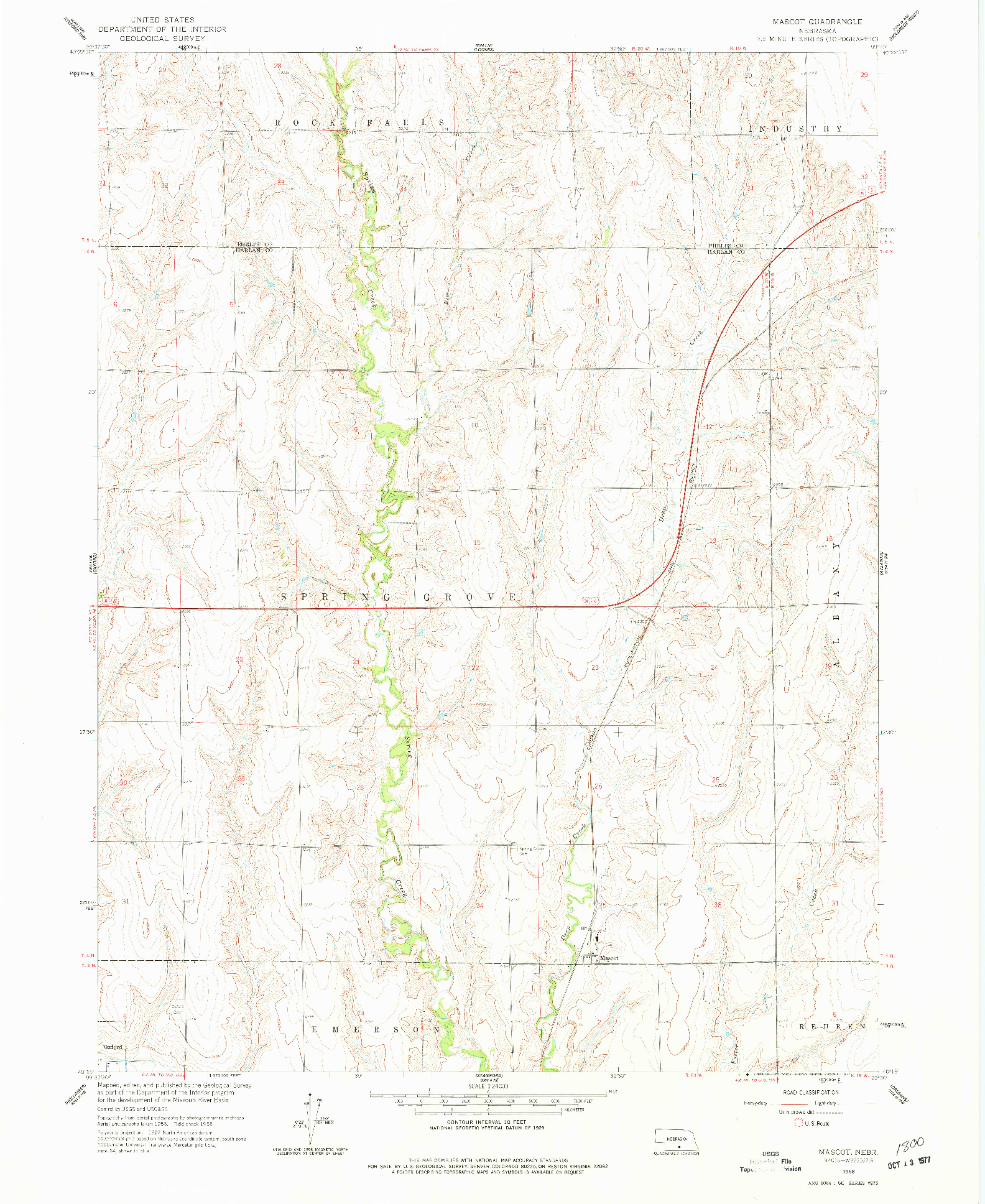 USGS 1:24000-SCALE QUADRANGLE FOR MASCOT, NE 1958
