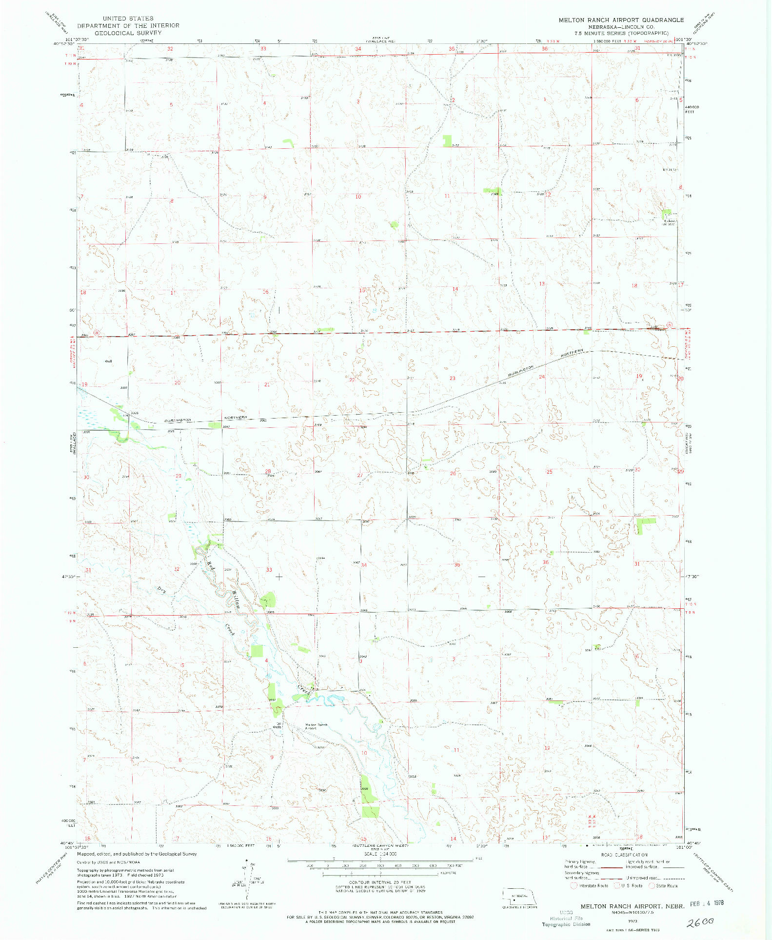 USGS 1:24000-SCALE QUADRANGLE FOR MELTON RANCH AIRPORT, NE 1973