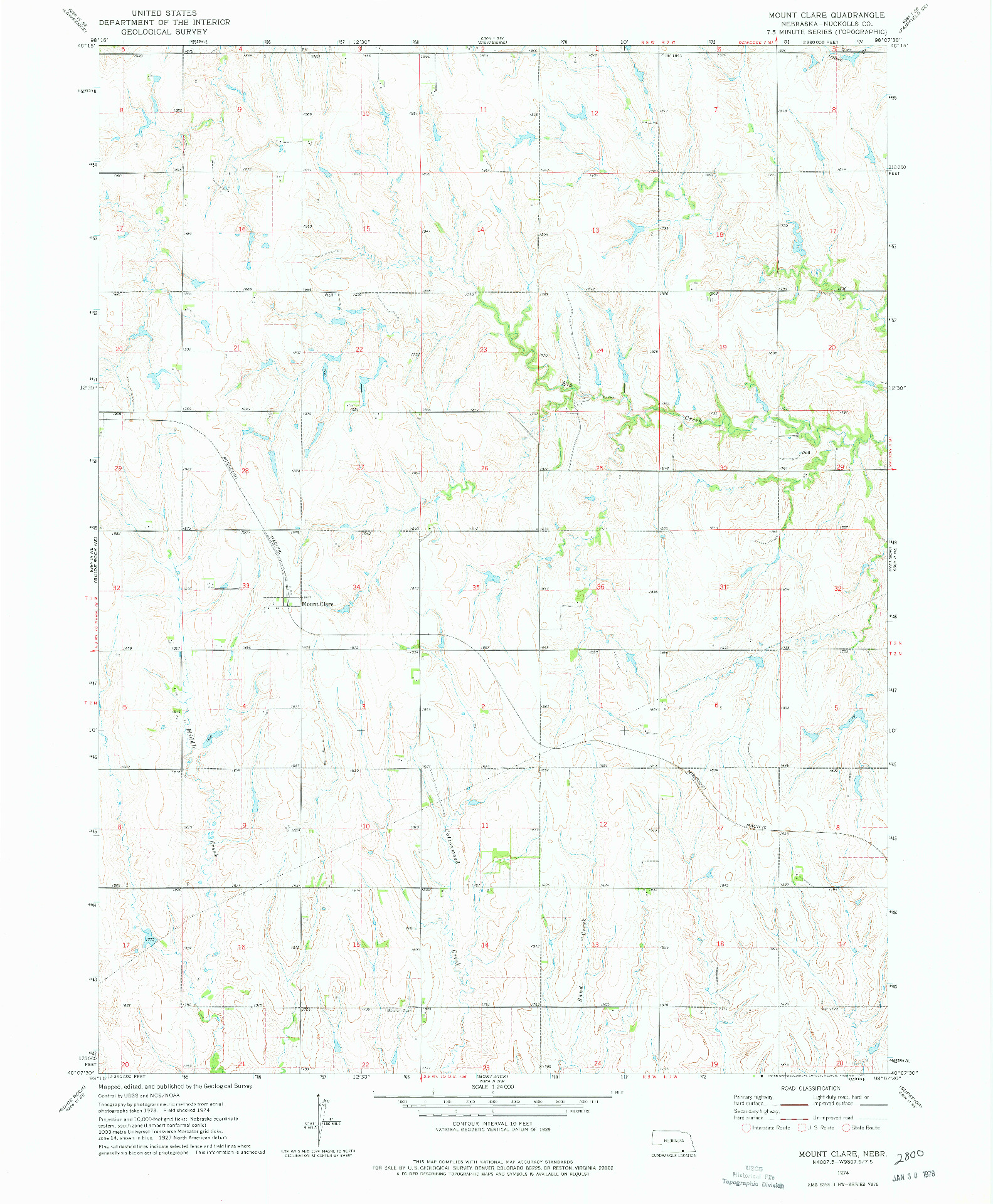 USGS 1:24000-SCALE QUADRANGLE FOR MOUNT CLARE, NE 1974