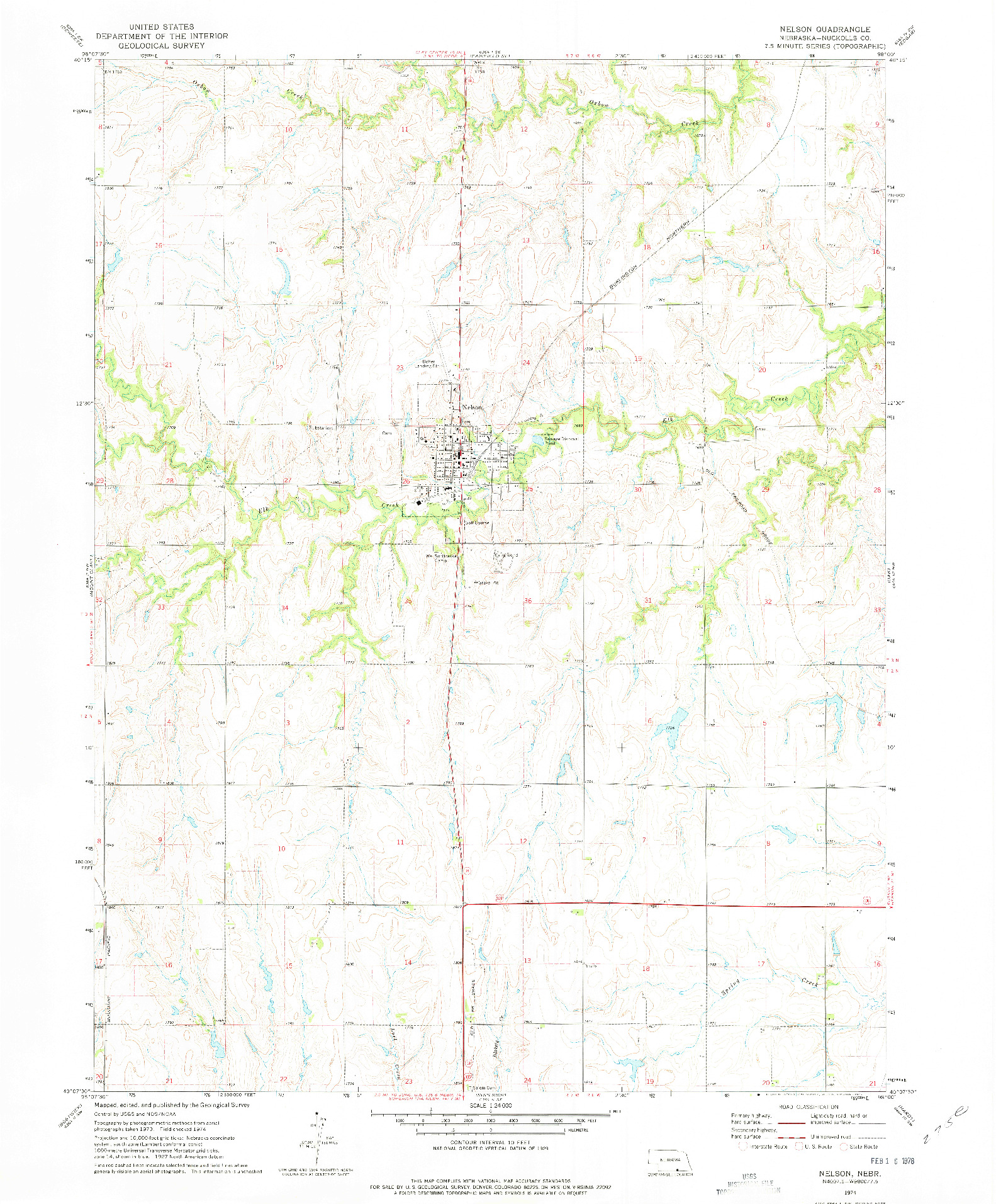 USGS 1:24000-SCALE QUADRANGLE FOR NELSON, NE 1974