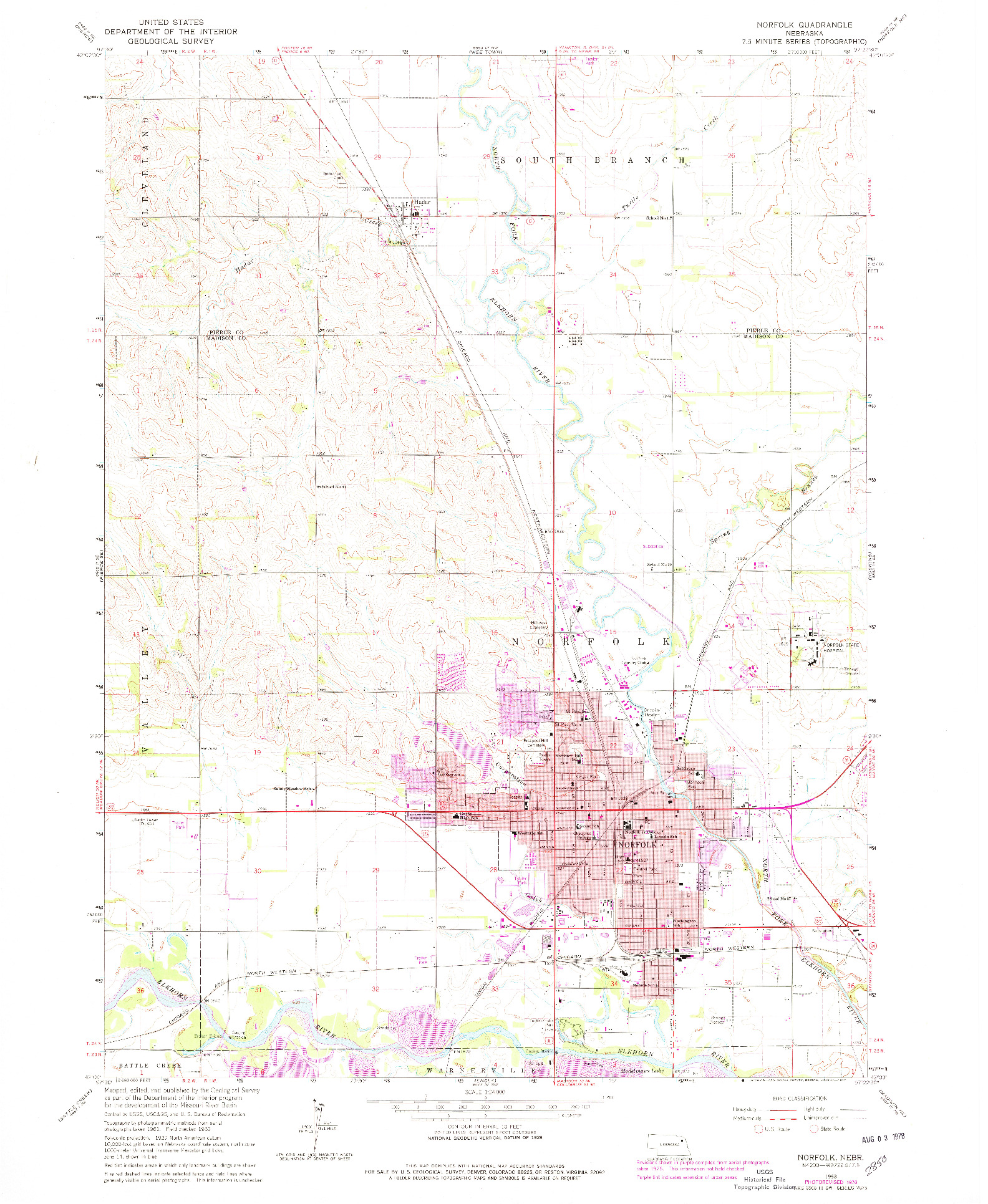 USGS 1:24000-SCALE QUADRANGLE FOR NORFOLK, NE 1963