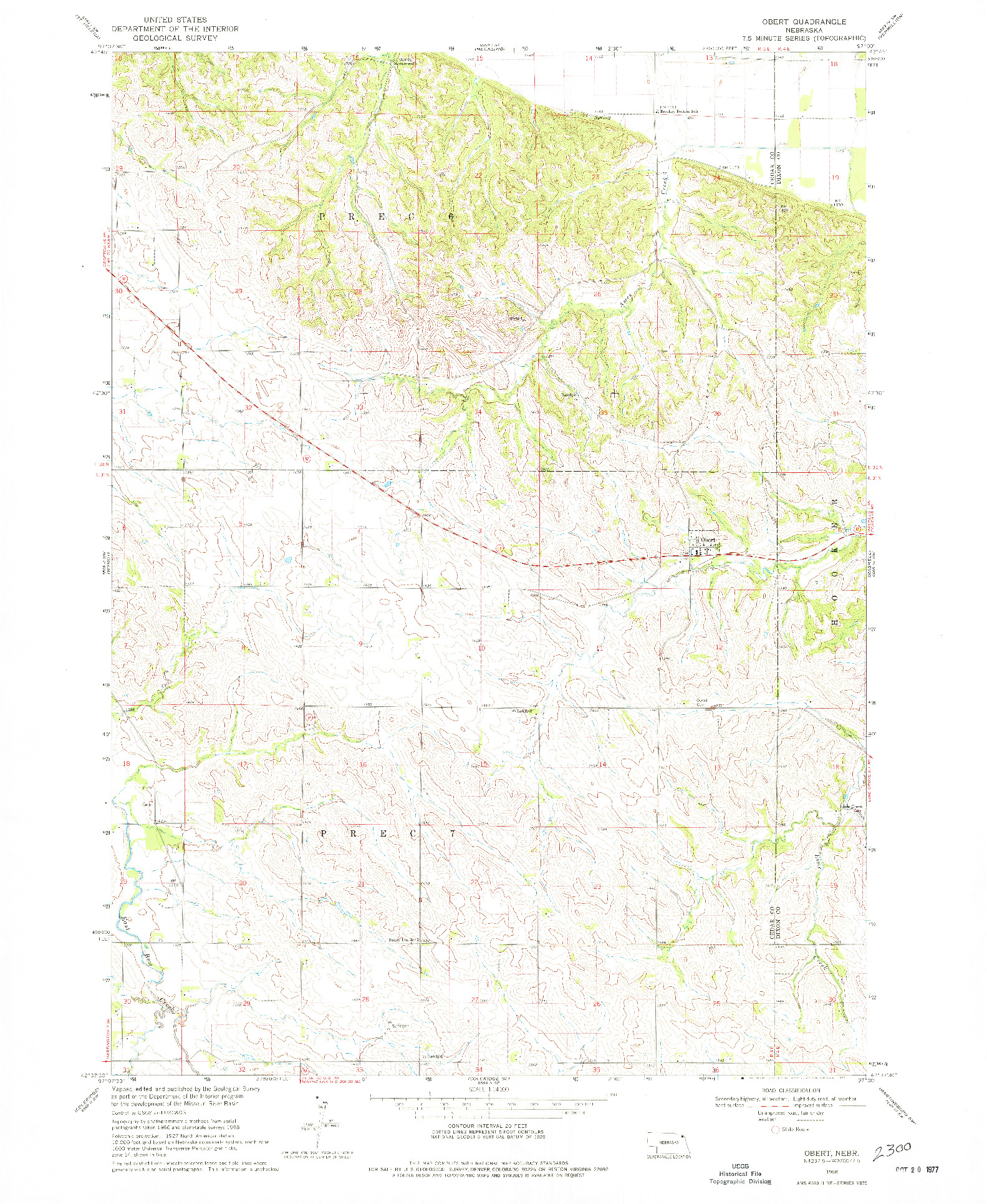 USGS 1:24000-SCALE QUADRANGLE FOR OBERT, NE 1968