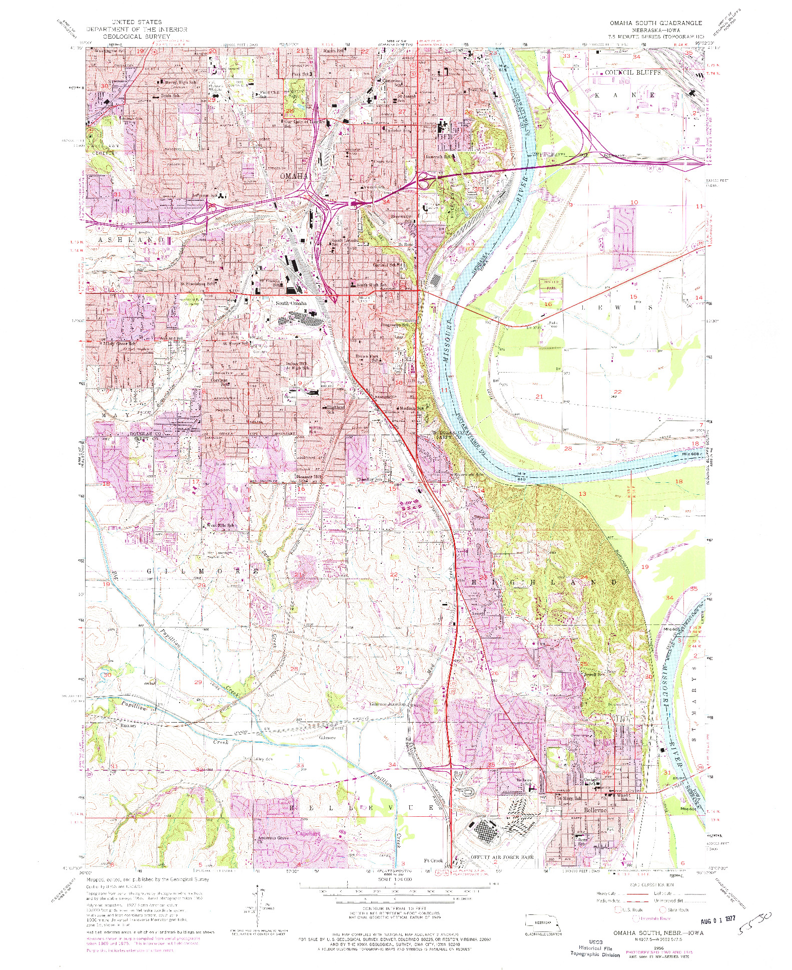 USGS 1:24000-SCALE QUADRANGLE FOR OMAHA SOUTH, NE 1956