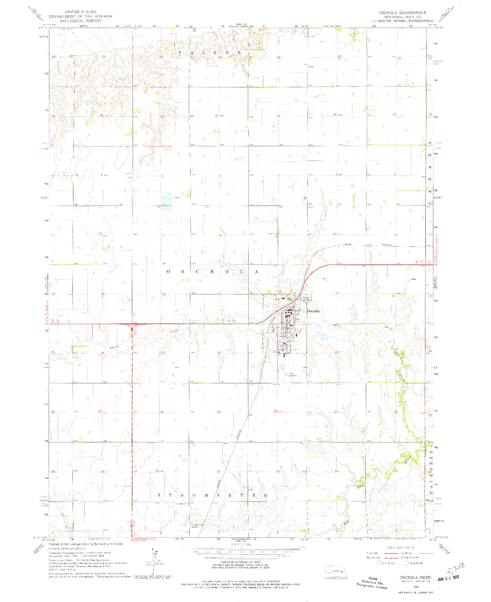 USGS 1:24000-SCALE QUADRANGLE FOR OSCEOLA, NE 1965