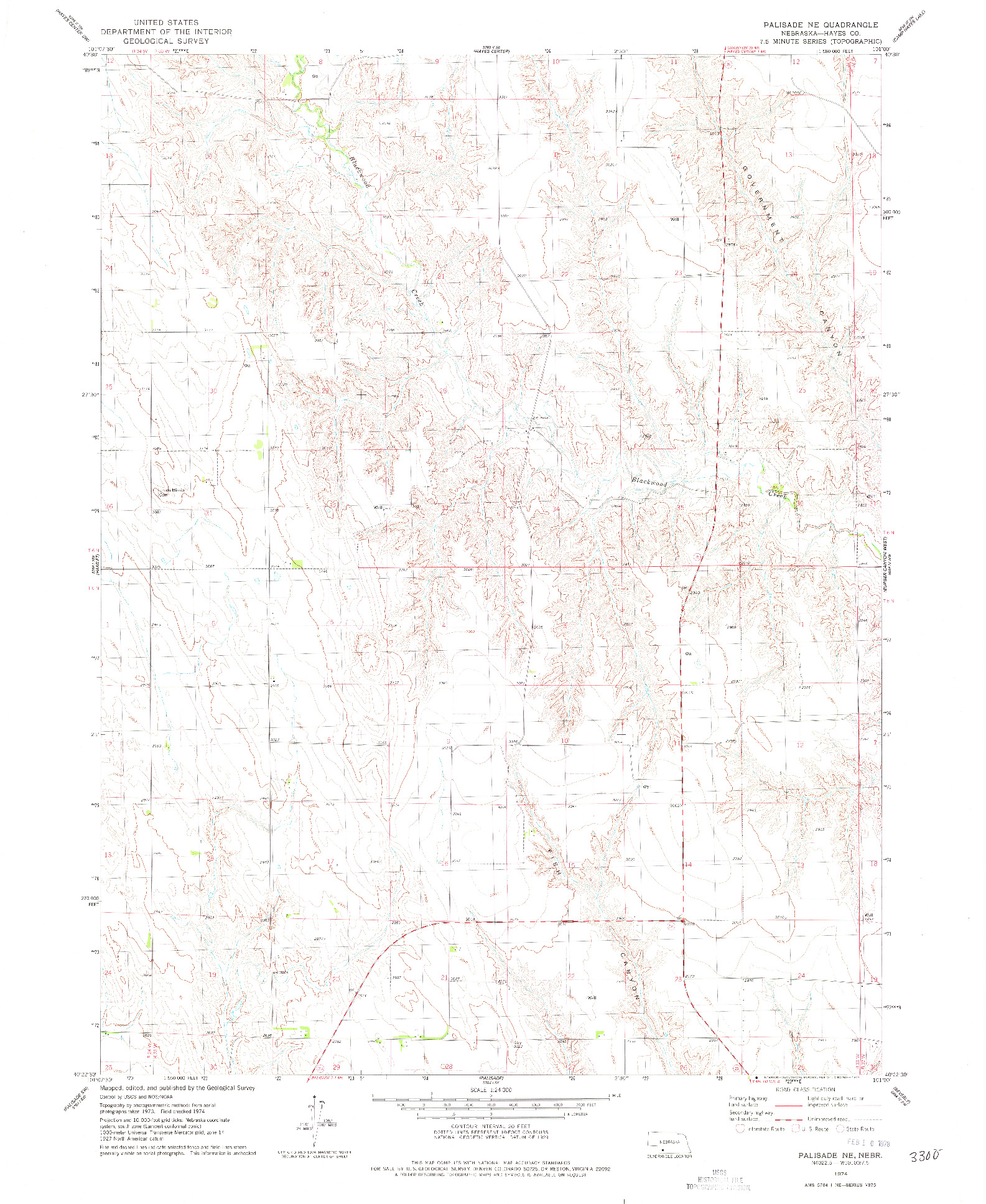 USGS 1:24000-SCALE QUADRANGLE FOR PALISADE, NE 1974