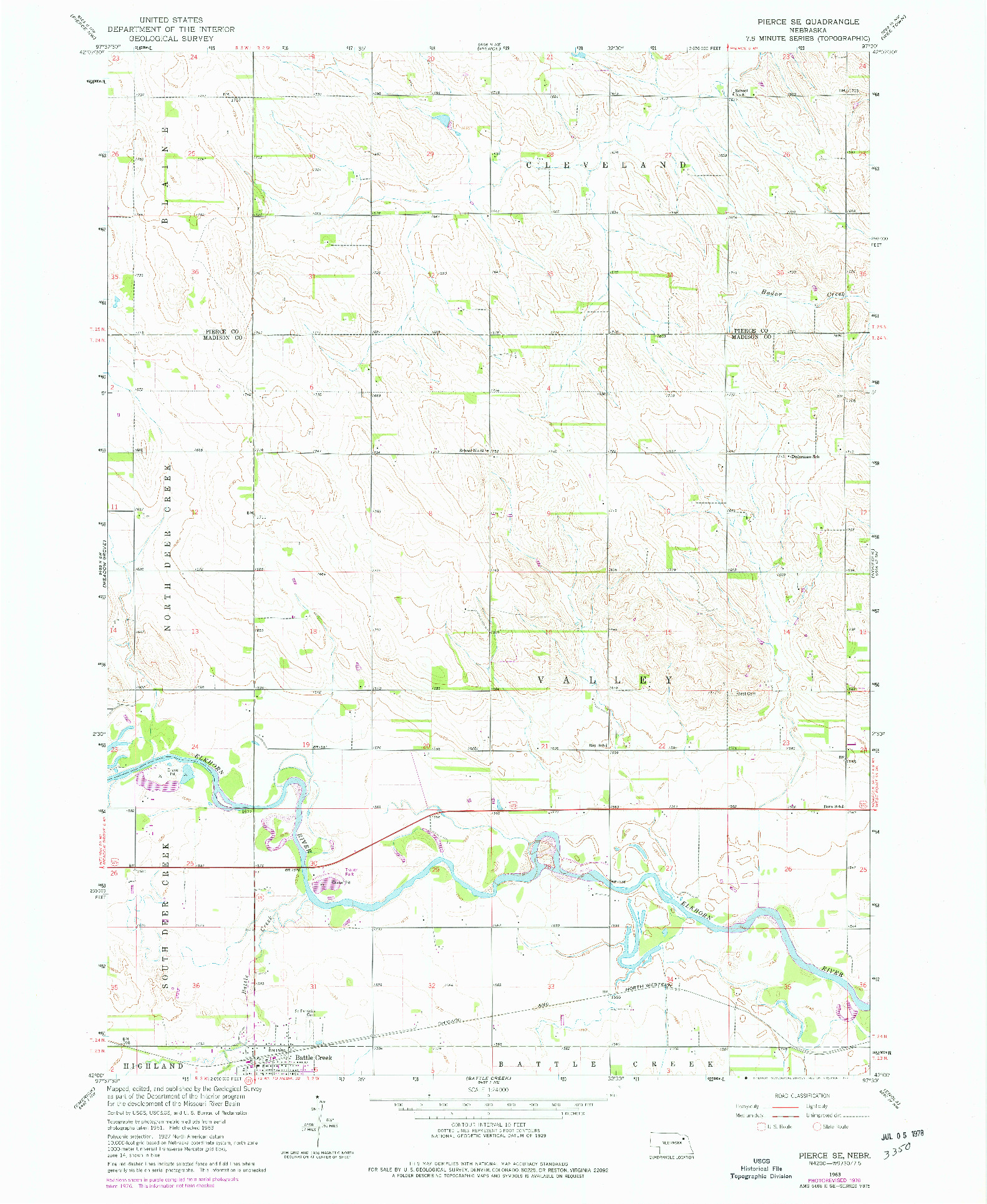 USGS 1:24000-SCALE QUADRANGLE FOR PIERCE SE, NE 1963