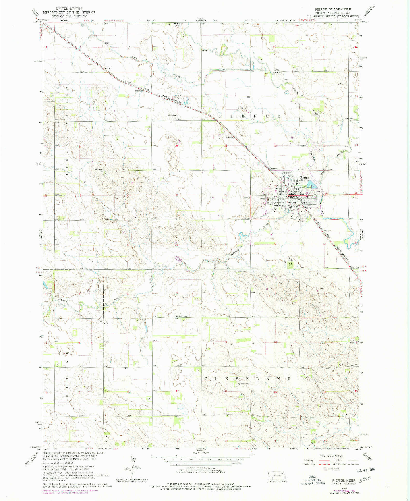 USGS 1:24000-SCALE QUADRANGLE FOR PIERCE, NE 1963