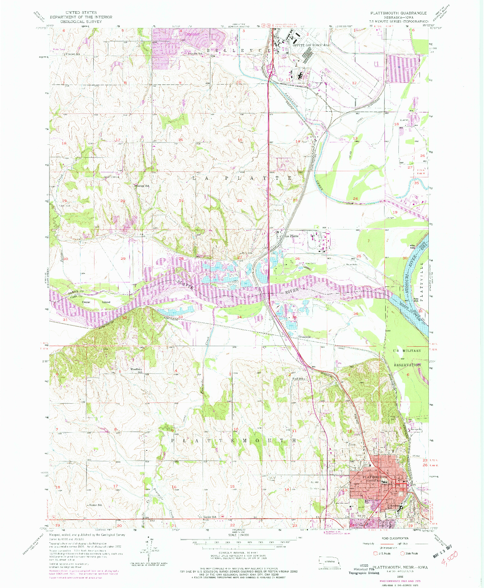 USGS 1:24000-SCALE QUADRANGLE FOR PLATTSMOUTH, NE 1956