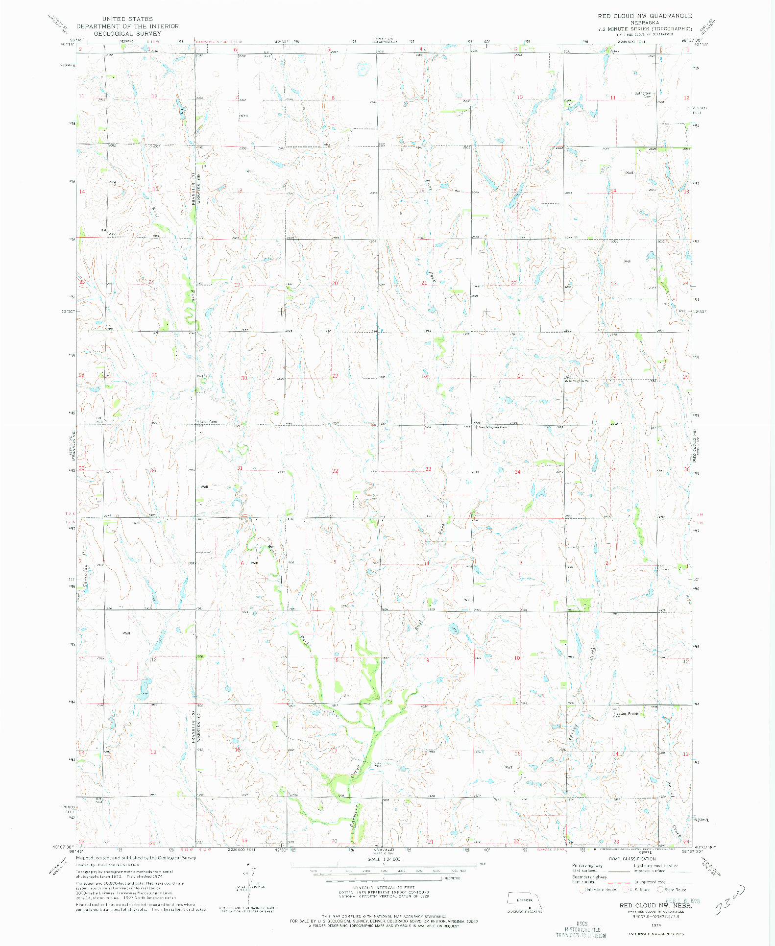 USGS 1:24000-SCALE QUADRANGLE FOR RED CLOUD NW, NE 1974