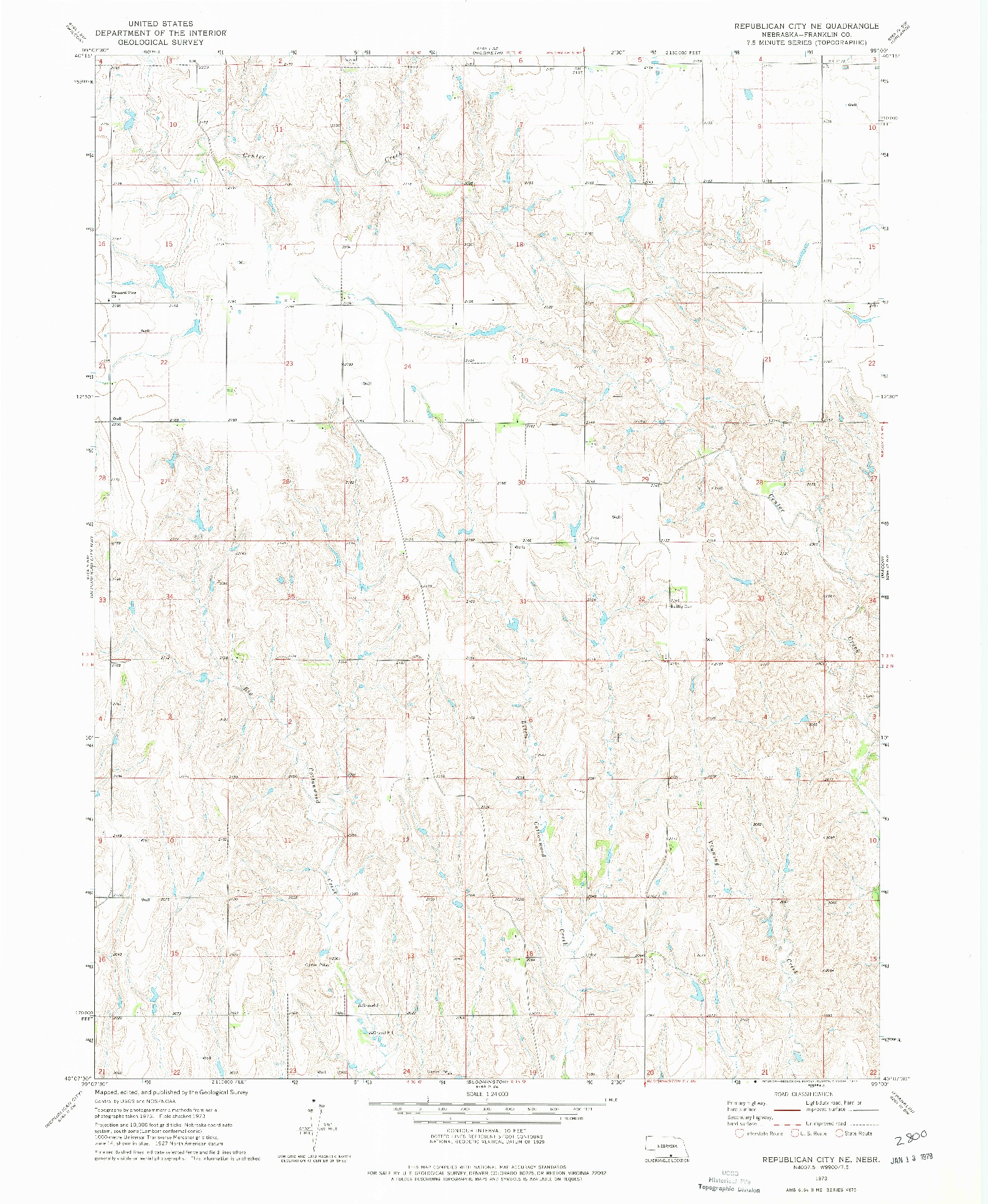 USGS 1:24000-SCALE QUADRANGLE FOR REPUBLICAN CITY NE, NE 1973