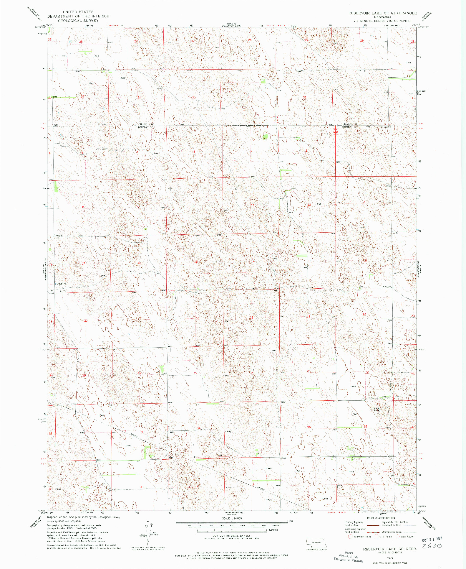 USGS 1:24000-SCALE QUADRANGLE FOR RESERVOIR LAKE SE, NE 1973