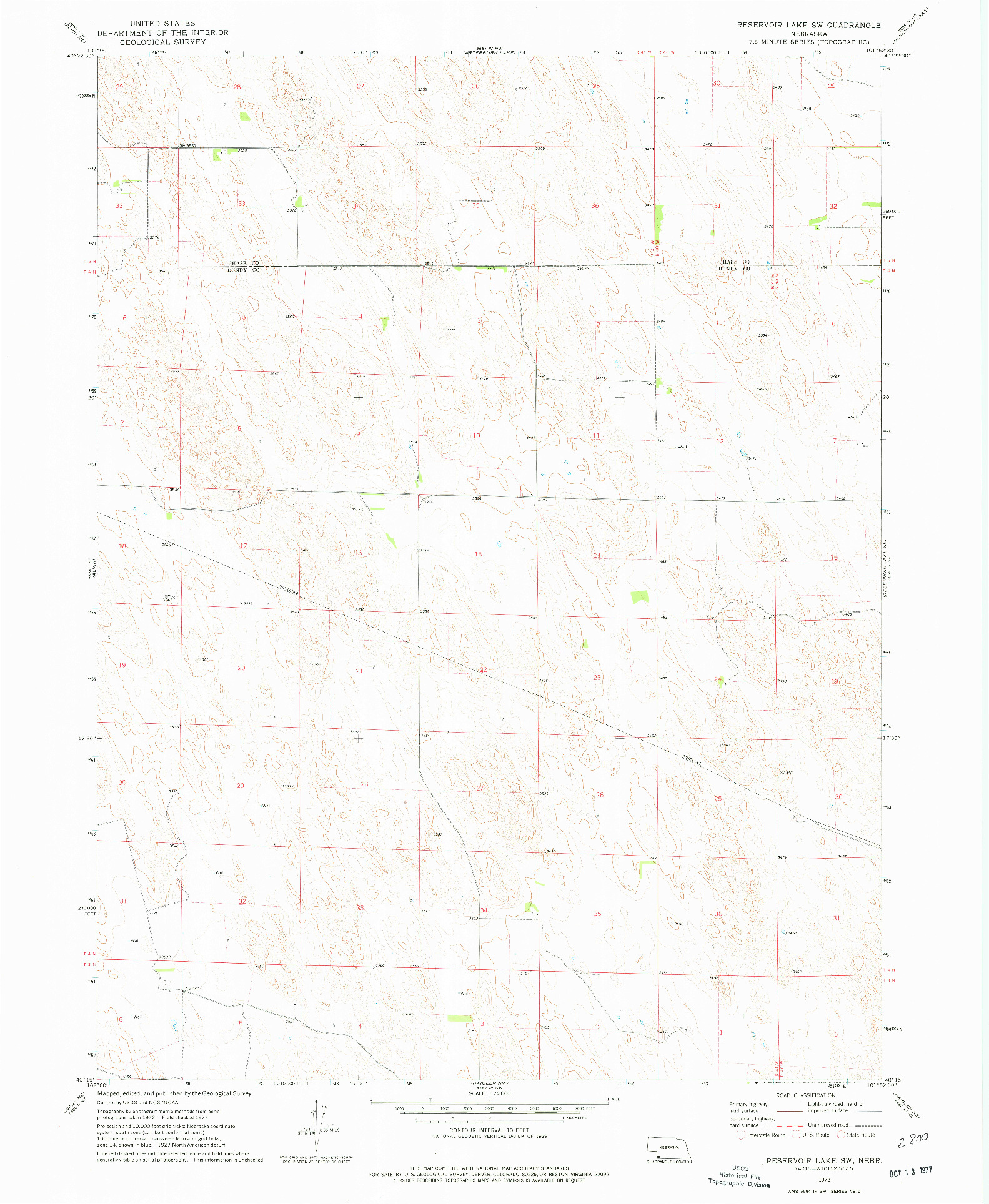 USGS 1:24000-SCALE QUADRANGLE FOR RESERVOIR LAKE SW, NE 1973