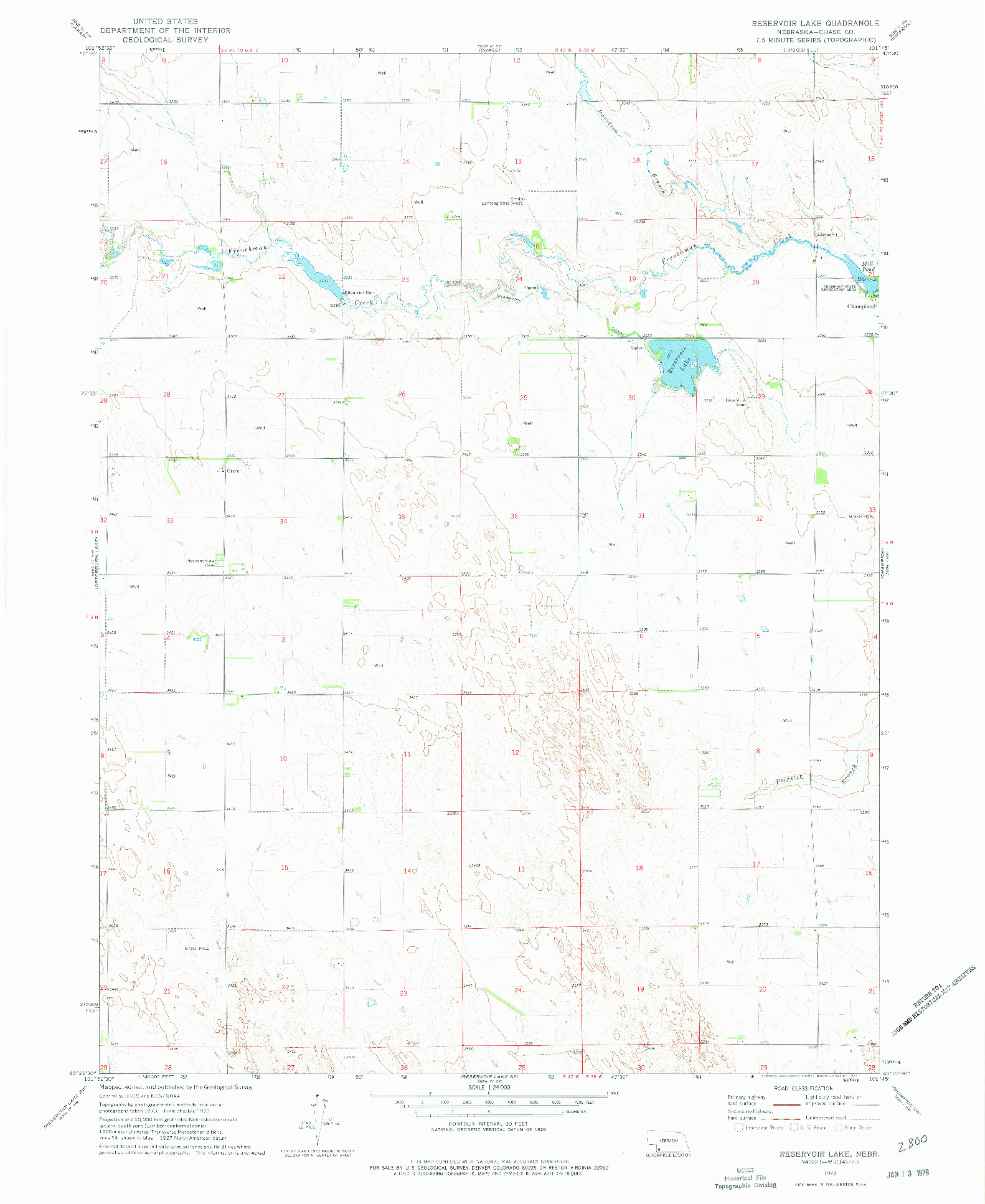 USGS 1:24000-SCALE QUADRANGLE FOR RESERVOIR LAKE, NE 1973