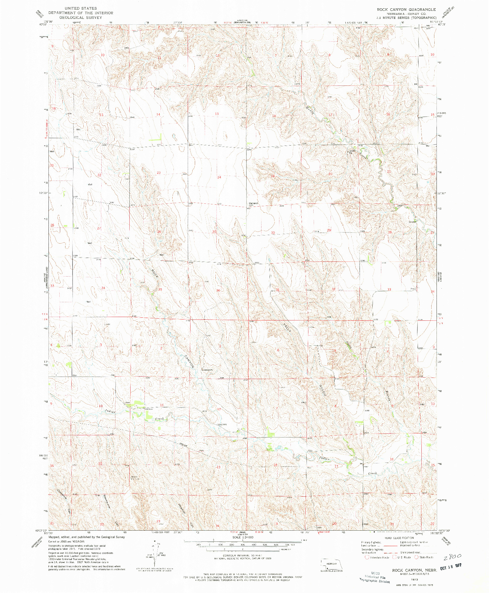 USGS 1:24000-SCALE QUADRANGLE FOR ROCK CANYON, NE 1973