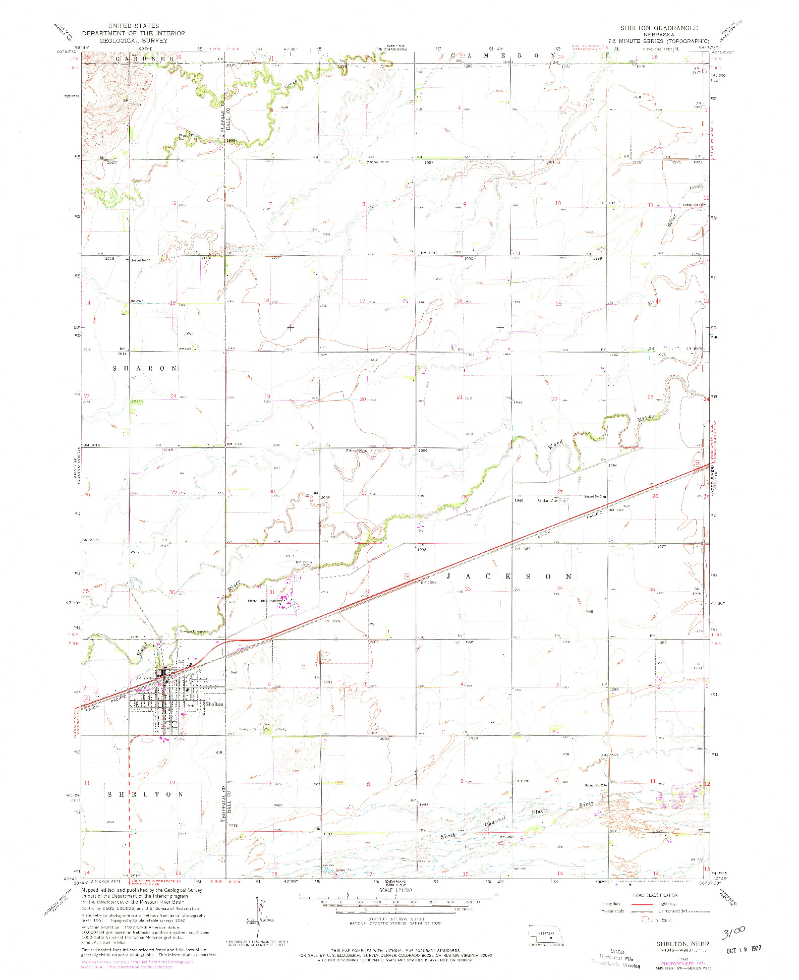 USGS 1:24000-SCALE QUADRANGLE FOR SHELTON, NE 1962