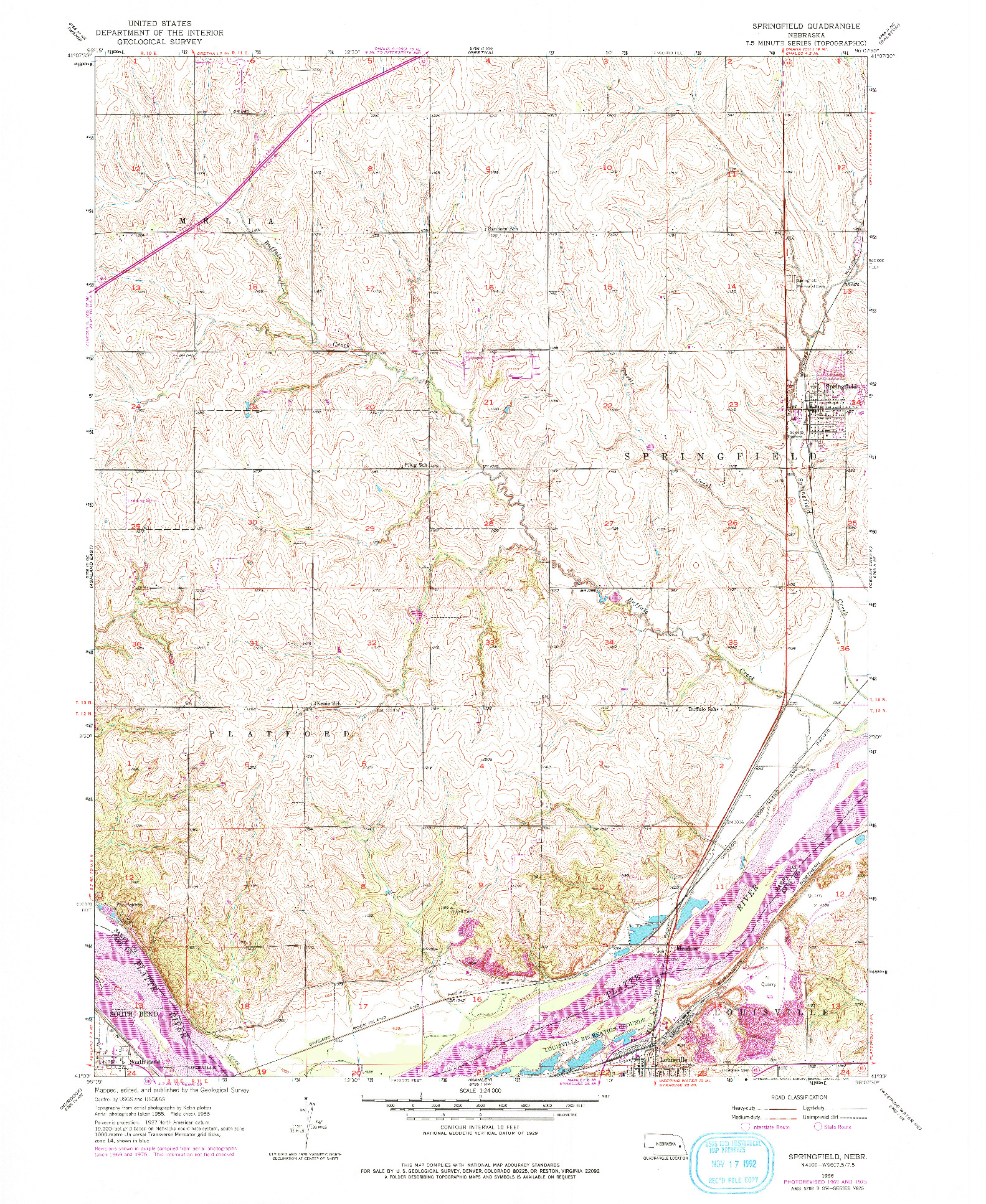 USGS 1:24000-SCALE QUADRANGLE FOR SPRINGFIELD, NE 1956