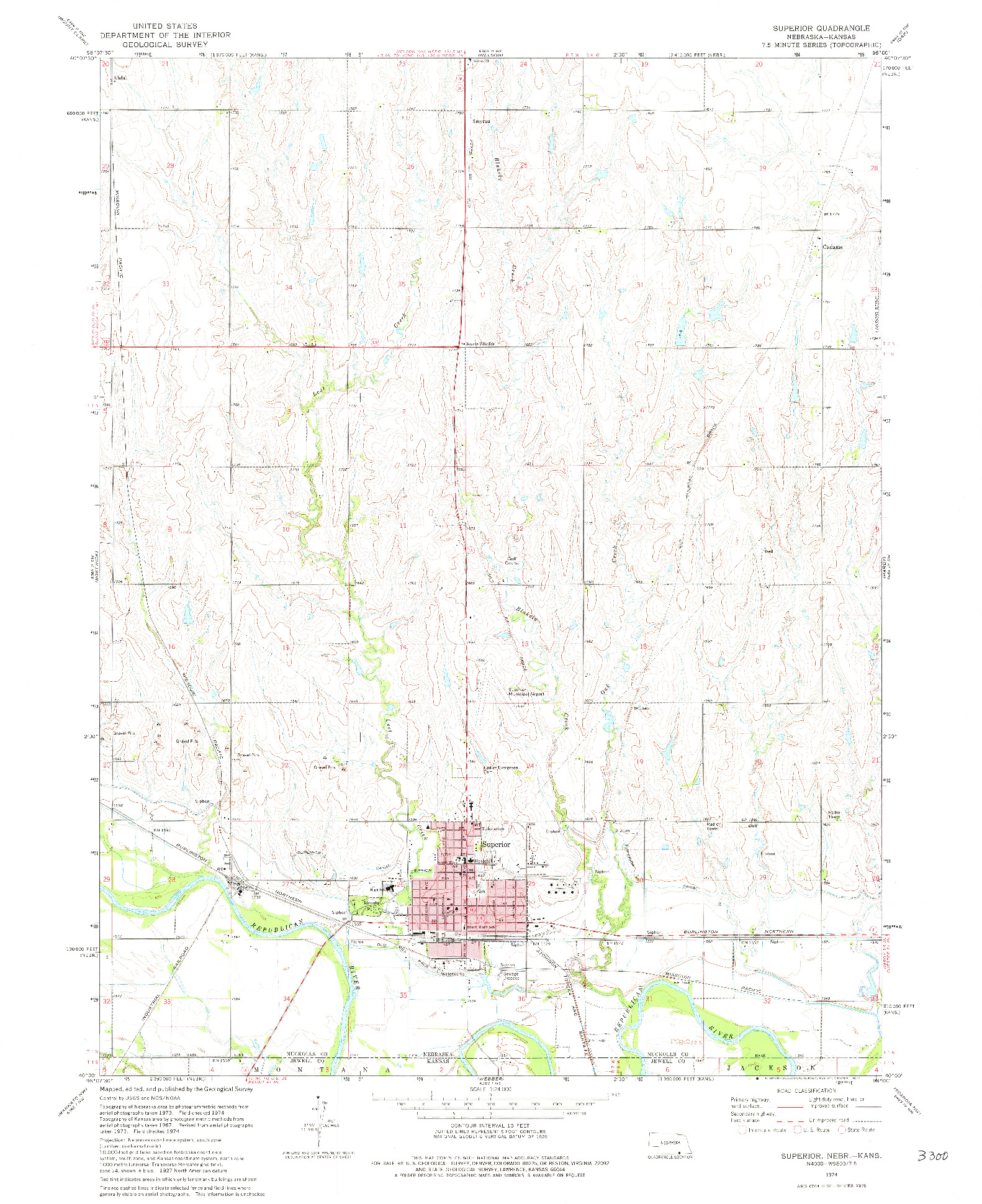 USGS 1:24000-SCALE QUADRANGLE FOR SUPERIOR, NE 1974