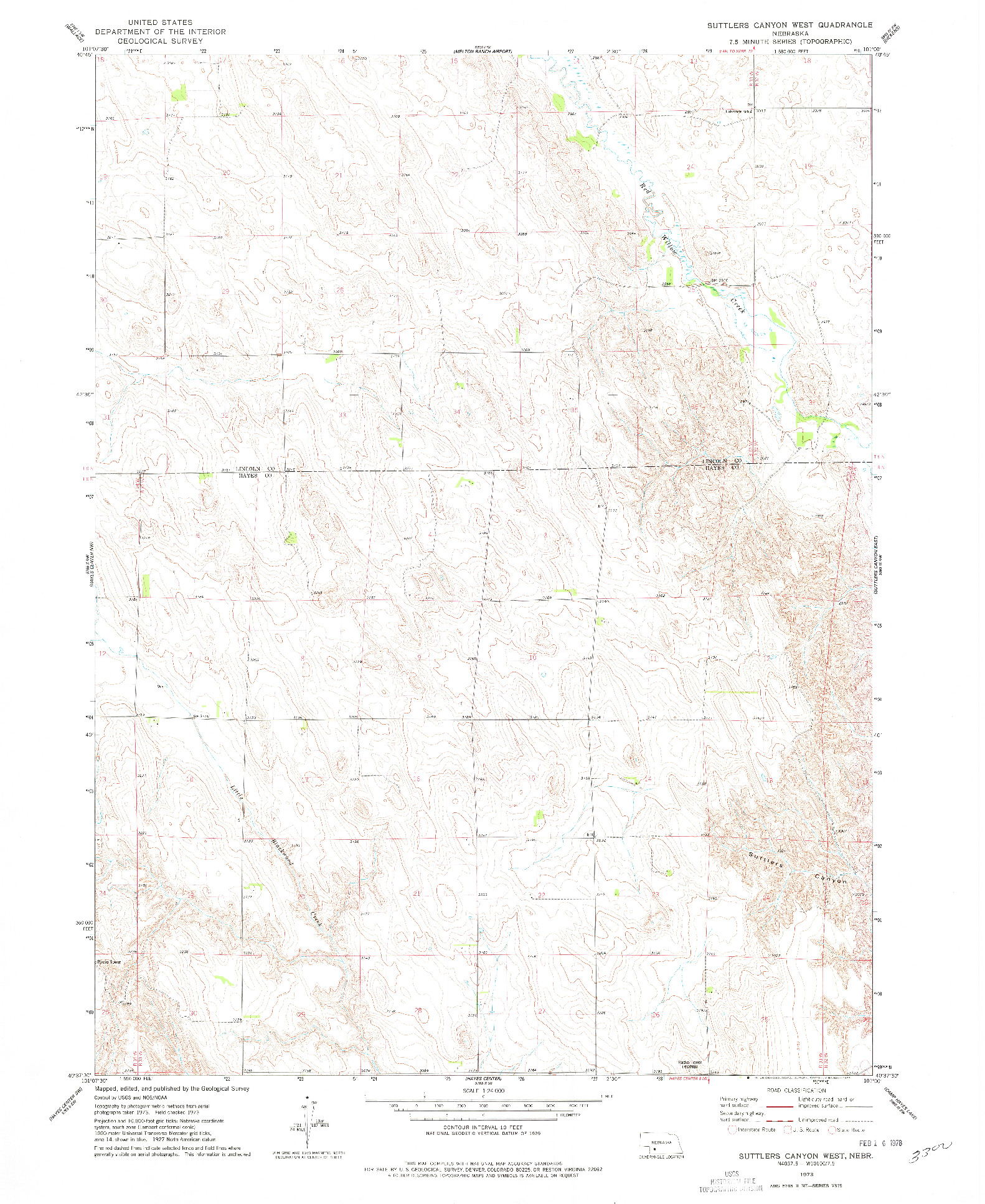 USGS 1:24000-SCALE QUADRANGLE FOR SUTTLERS CANYON WEST, NE 1973