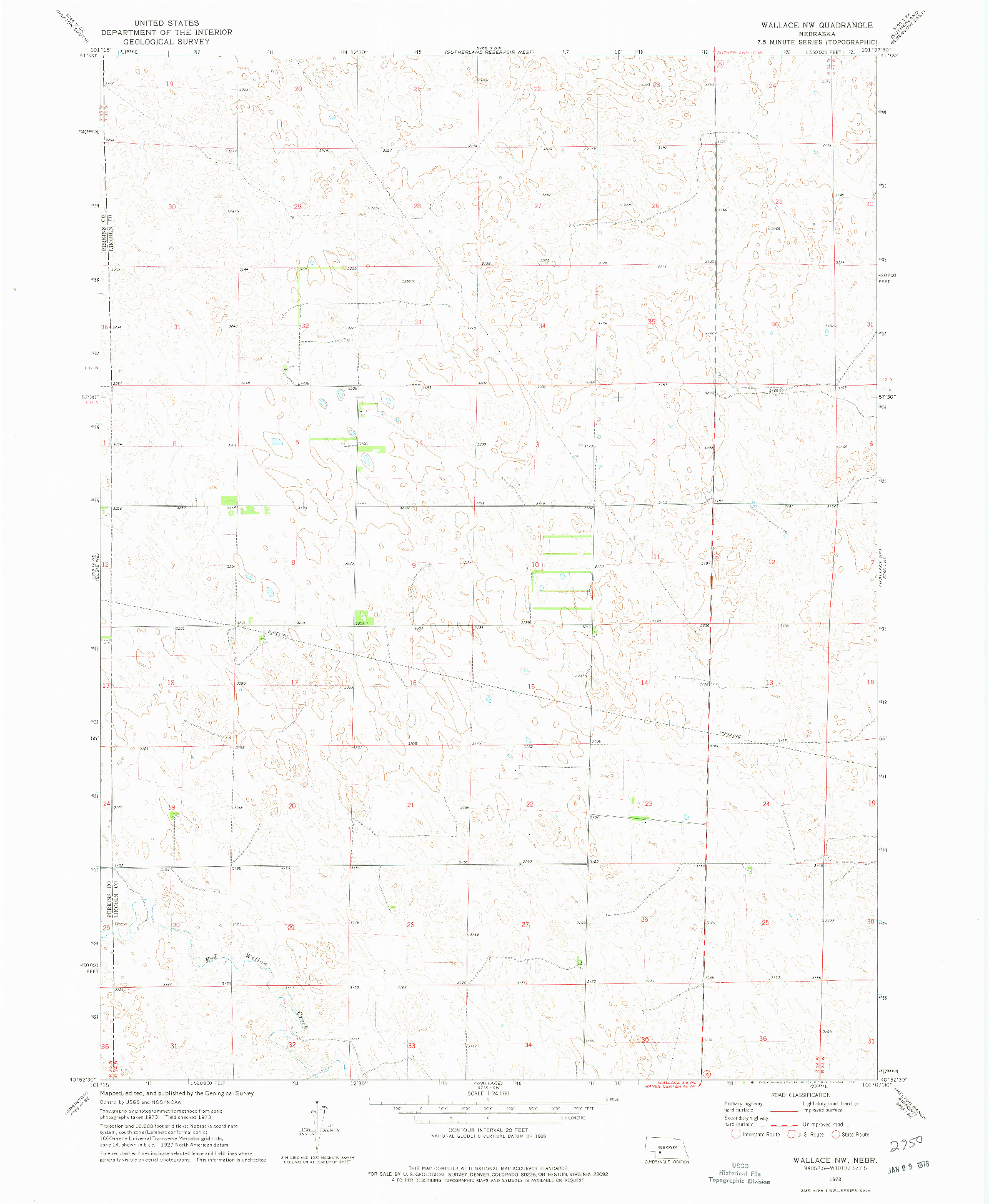 USGS 1:24000-SCALE QUADRANGLE FOR WALLACE NW, NE 1973