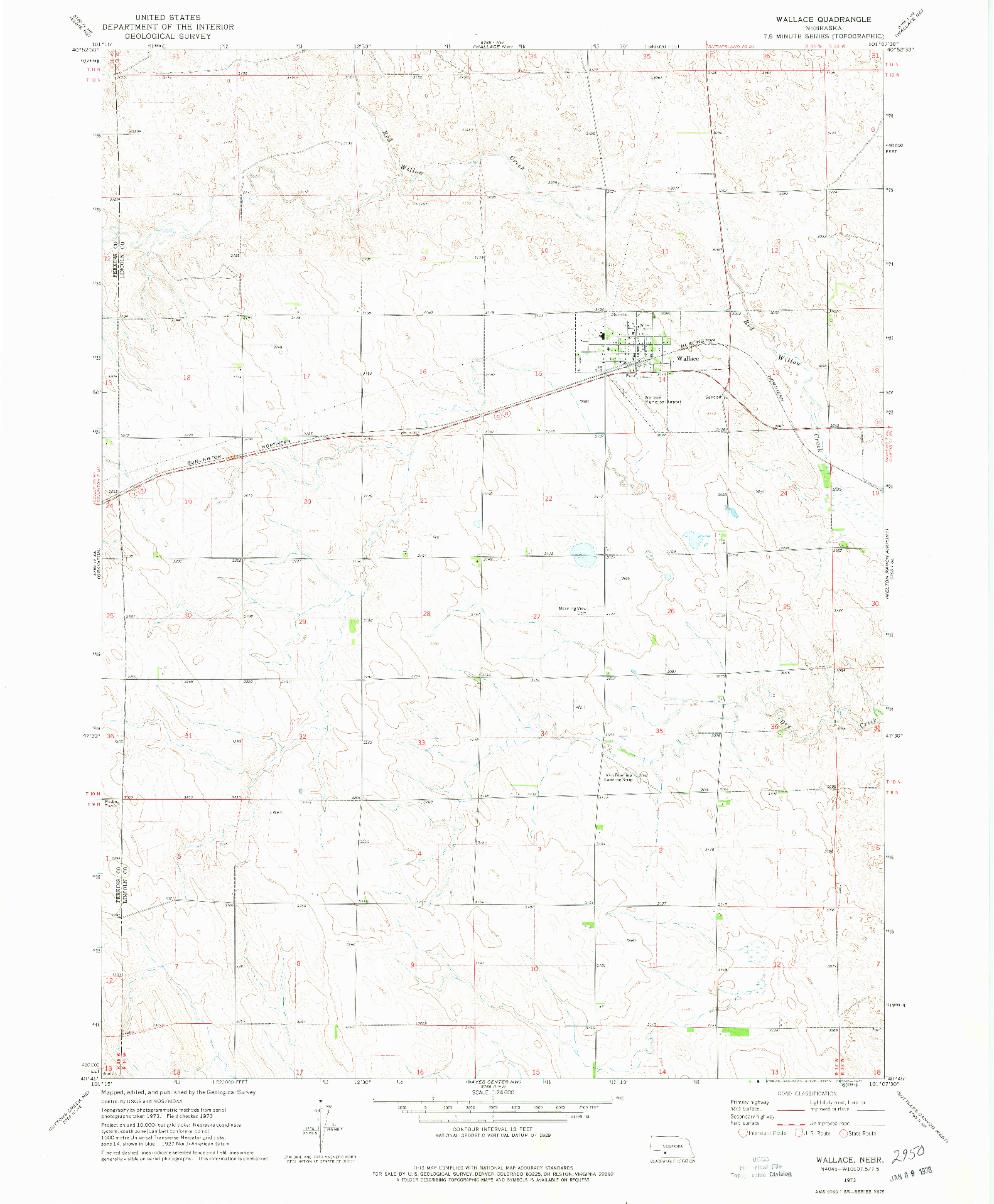 USGS 1:24000-SCALE QUADRANGLE FOR WALLACE, NE 1973