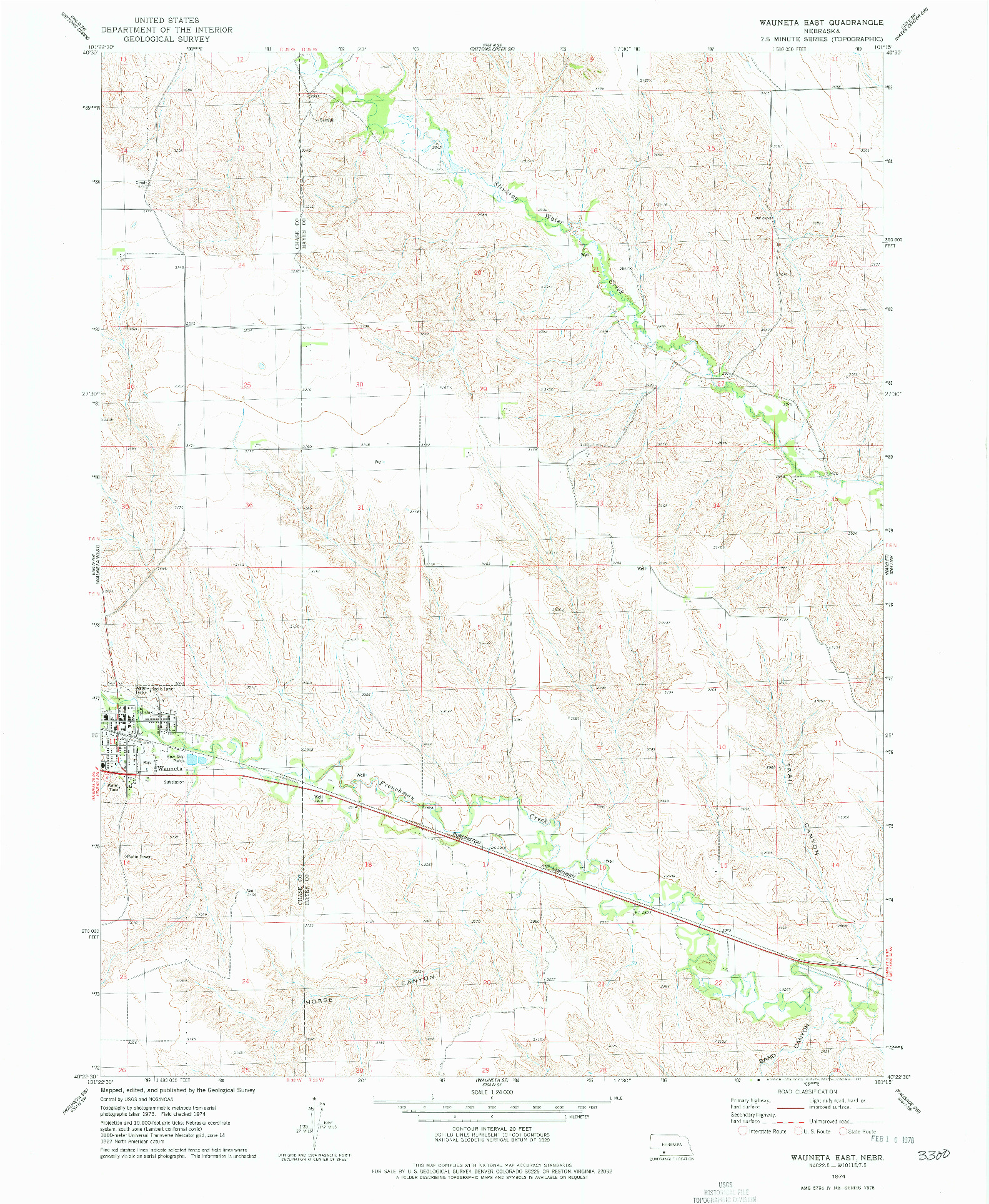 USGS 1:24000-SCALE QUADRANGLE FOR WAUNETA EAST, NE 1974