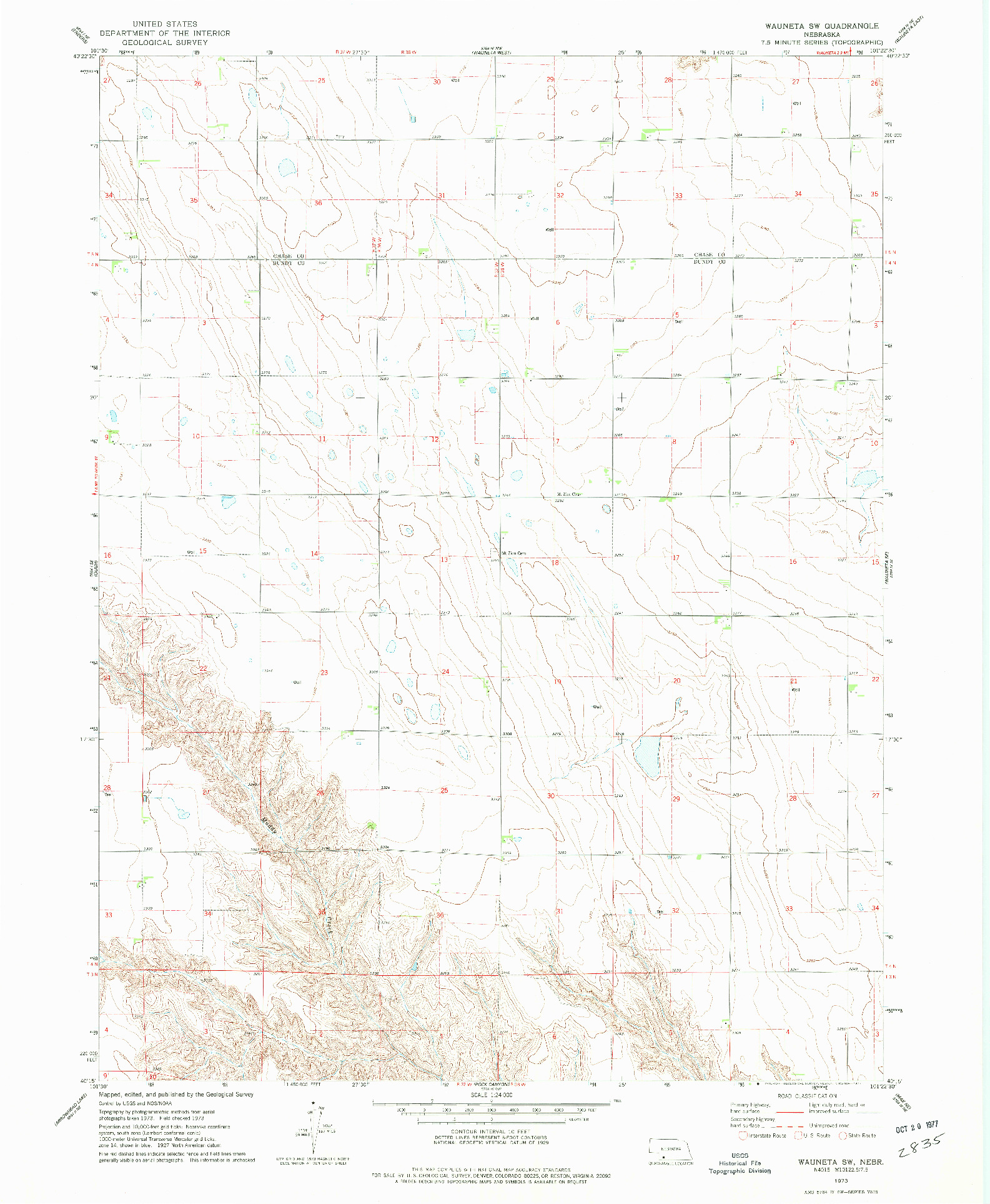 USGS 1:24000-SCALE QUADRANGLE FOR WAUNETA SW, NE 1973