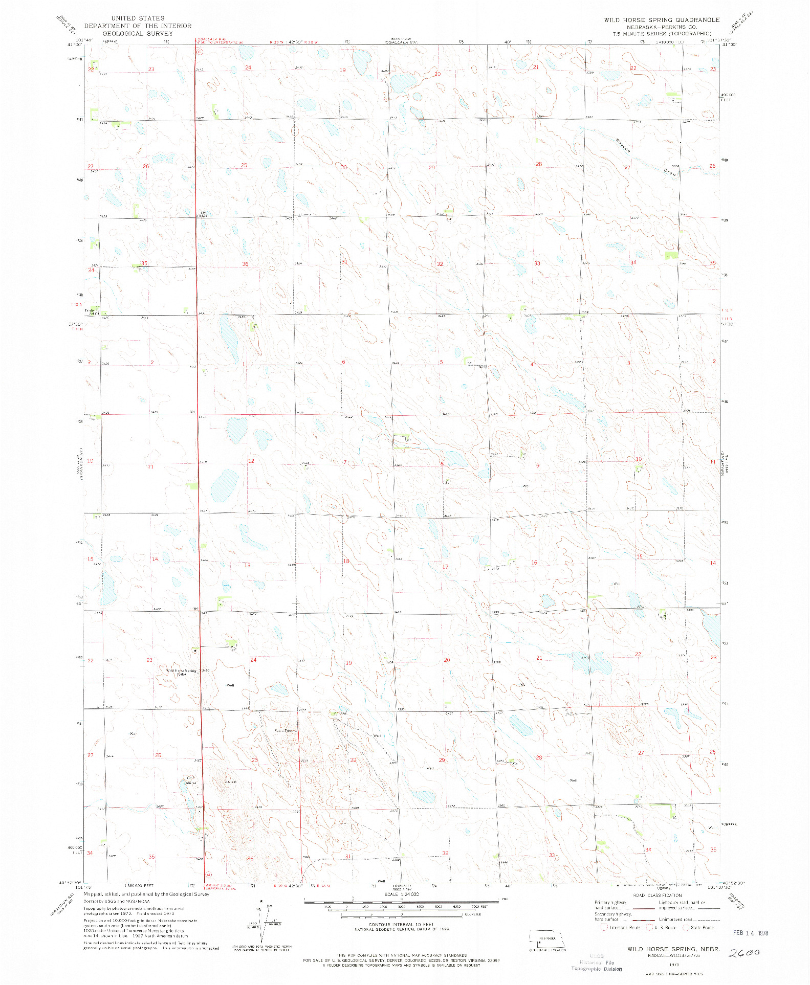 USGS 1:24000-SCALE QUADRANGLE FOR WILD HORSE SPRING, NE 1973