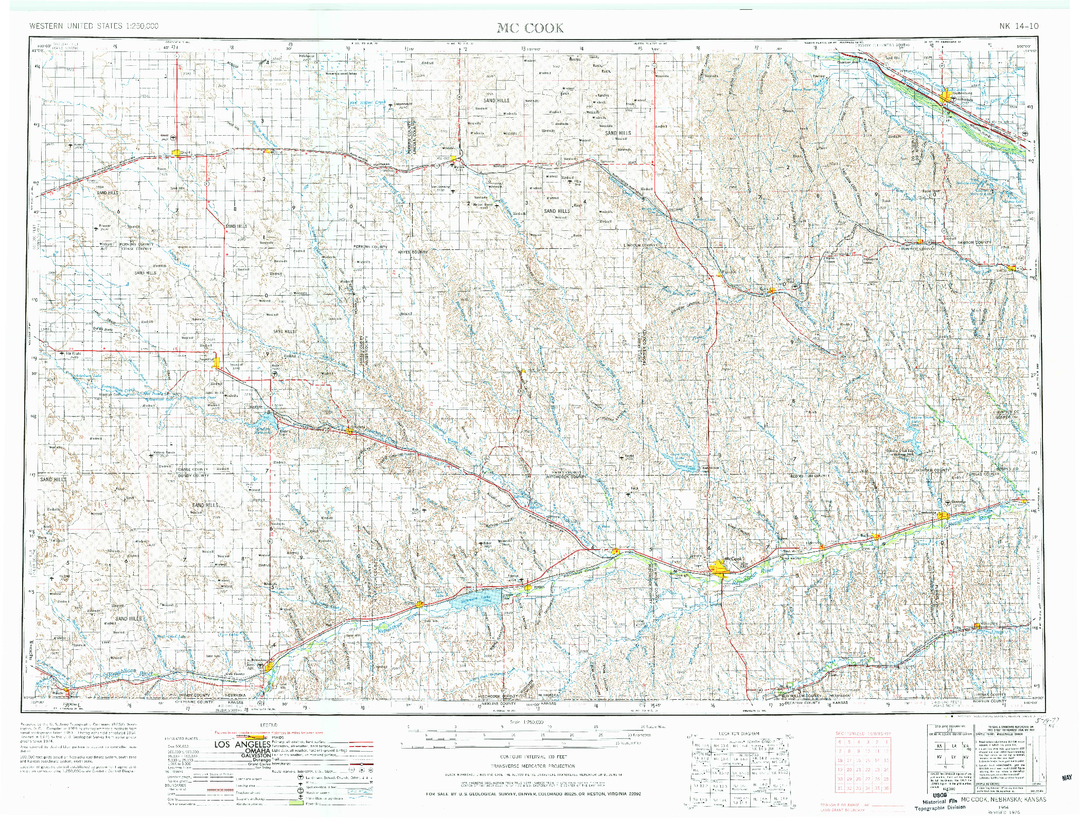 USGS 1:250000-SCALE QUADRANGLE FOR MCCOOK, NE 1954
